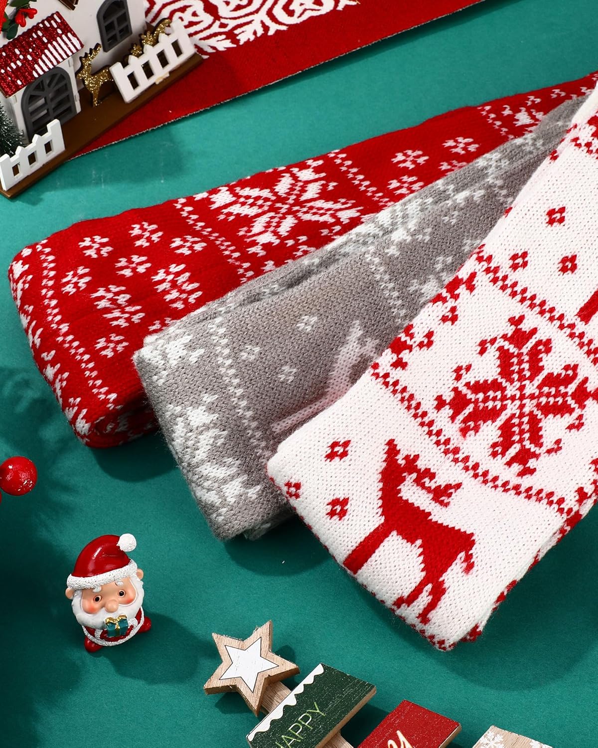 3 Pairs Christmas Thigh High Socks for Women Cable Knit Over the Knee Boot Socks Xmas Gift Long Warm Leg Warmers for Women Winter Leg Warmers - Image 3