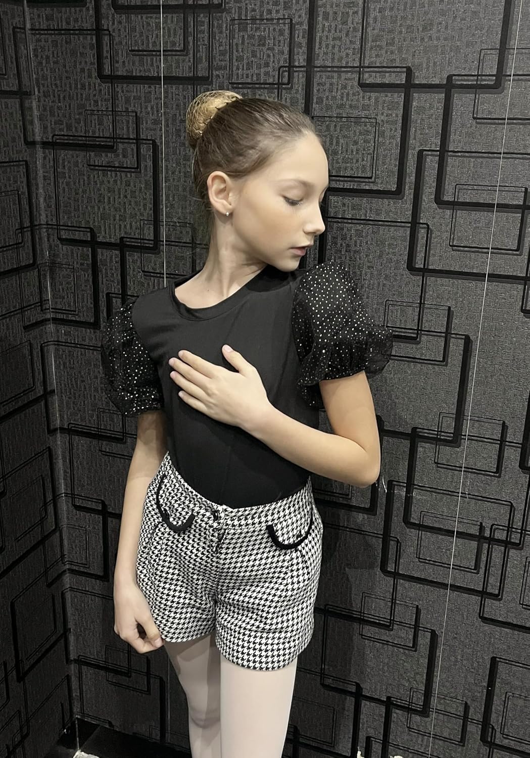 Arshiner Girls Shirts Mesh Puff Short Sleeves Blouse Crewneck Cute Print Summer Kids Tee Tops - Image 3