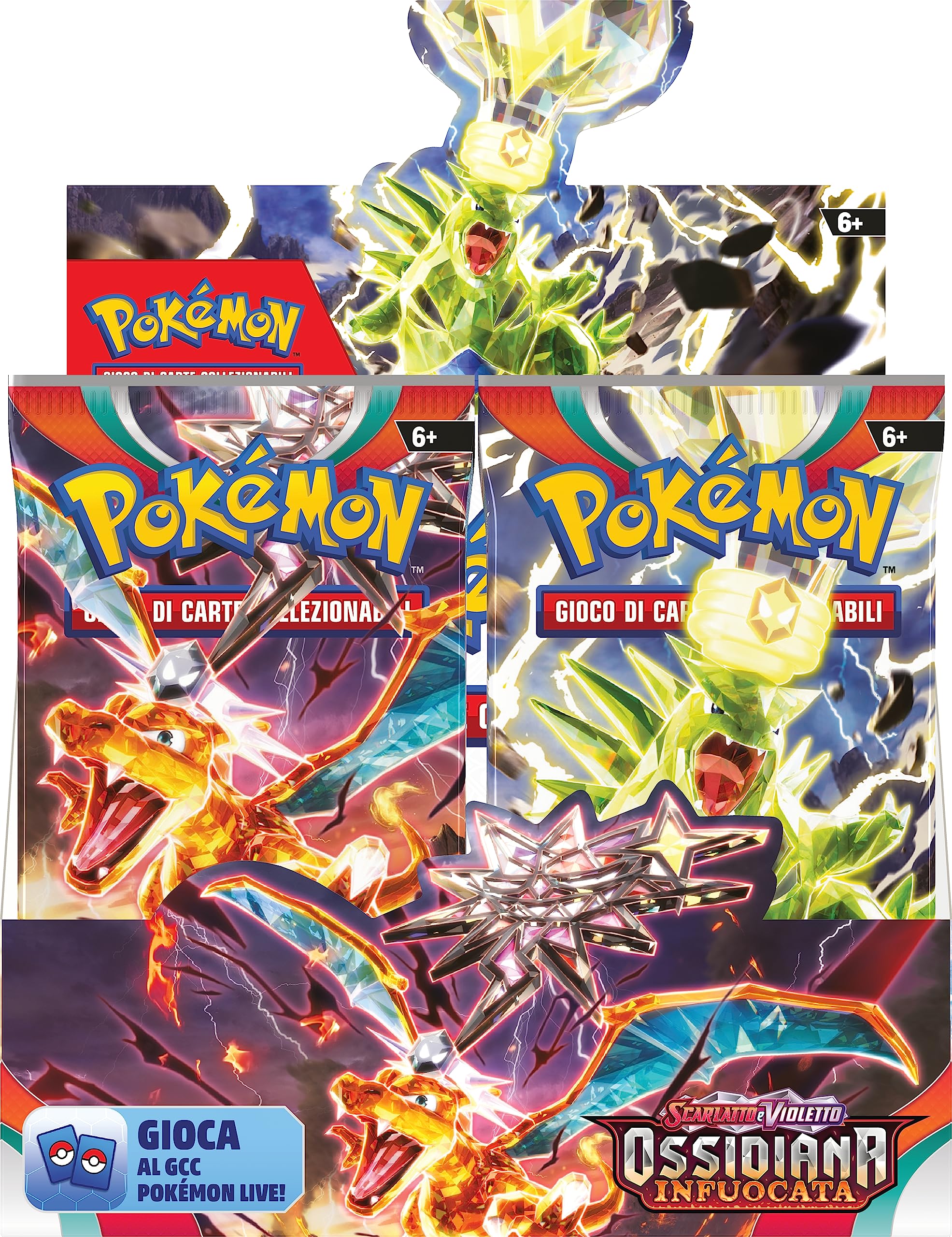 Espositore di buste dell’espansione Scarlatto e Violetto - Ossidiana Infuocata del GCC Pokémon (36 buste di espansione), edizione in italiano