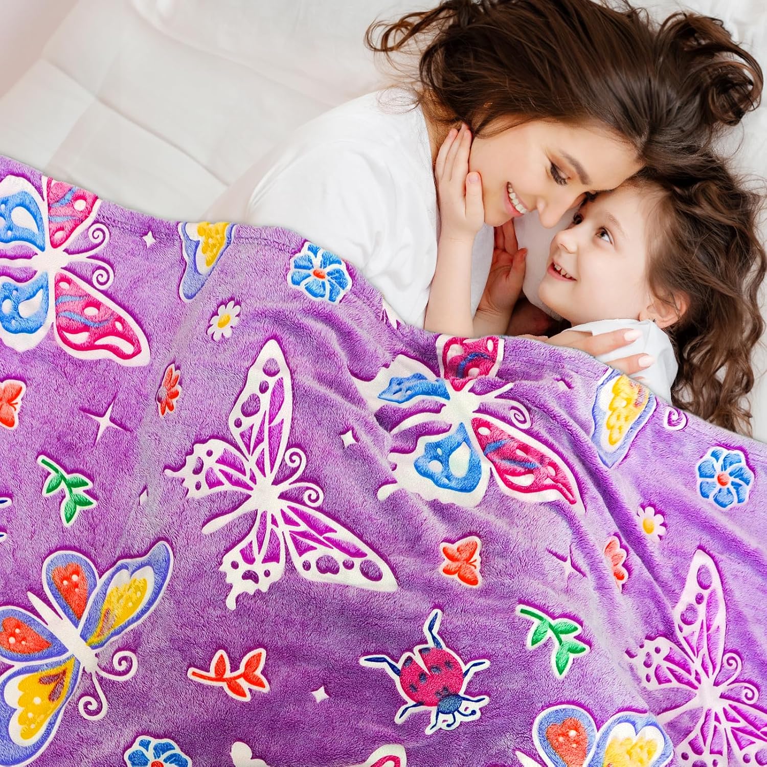 Butterfly Gifts for Girls, Glow in The Dark Throw Blanket, Soft Flannel Butterfly Blanket for Kids Teens Women, Cozy Bed Sofa Decor, Birthday Gifts for Granddaughter, 50"x60" - Image 2