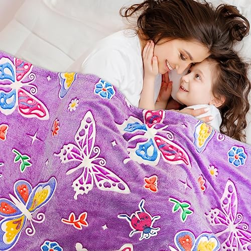 Vista 64 de Regalos de dinosaurios juguetes para niños y niñas, manta de dinosaurio que brilla en la oscuridad, regalos de cumpleaños para niños pequeños