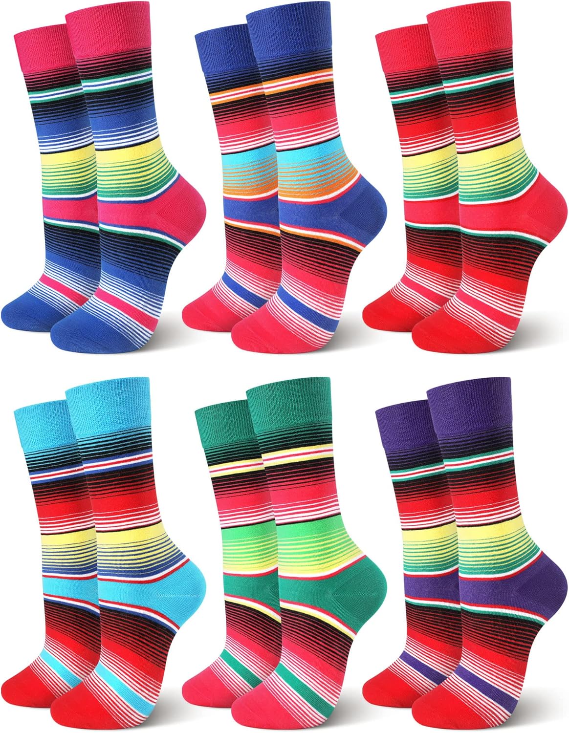 6 Pairs Mexican Socks Adult Mexican Fiesta Party Favor