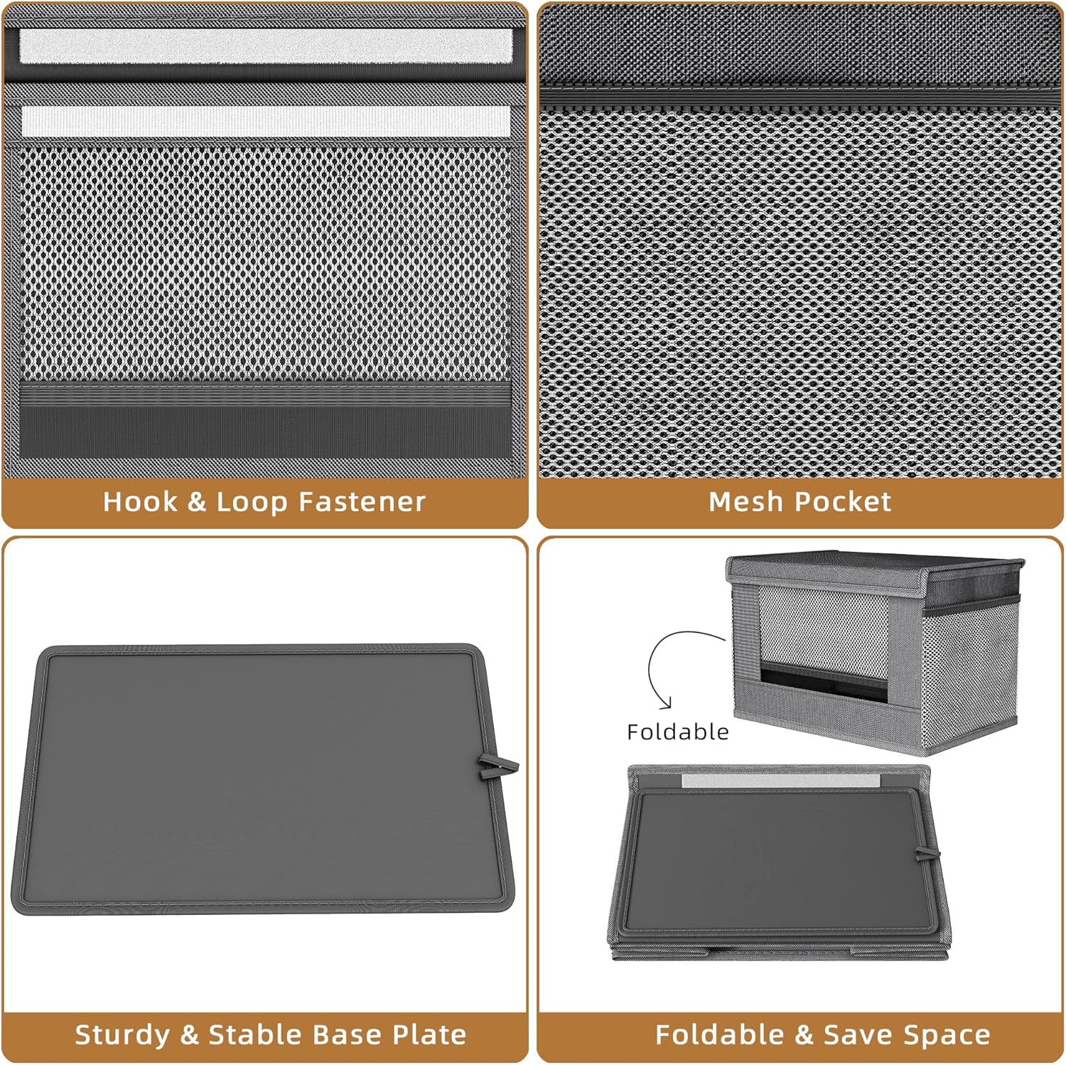 Trash Bag Holder Dispenser 2 Pack,Oxford Cloth Garbage Bag Storage Organizer with Mesh Pockets, Foldable Trash Bag Container Fits 13 Gallon Rolls for Kitchen Pantry Organizer(Small) - Image 6