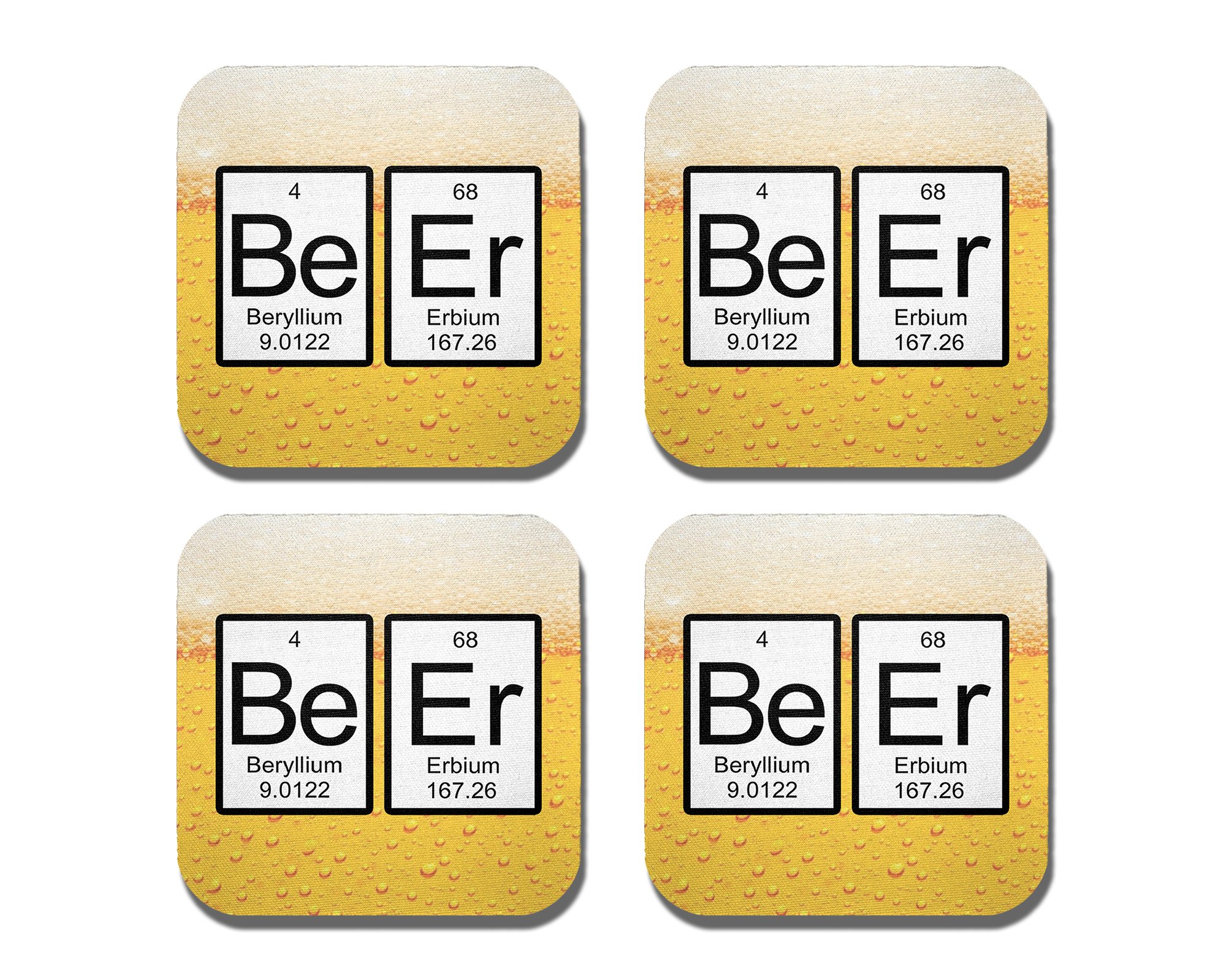 Periodic Table Beer Coaster - 4 Piece Set - Neoprene - Neurons Not Included