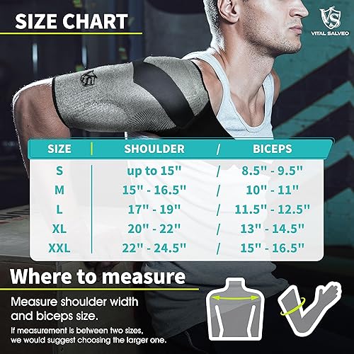 Miniatura 3 de Vital Salveo - Manga de compresión para hombro con soporte y estabilidad, transpirable para dolor de hombro, tendinitis dislocada (1 unidad)