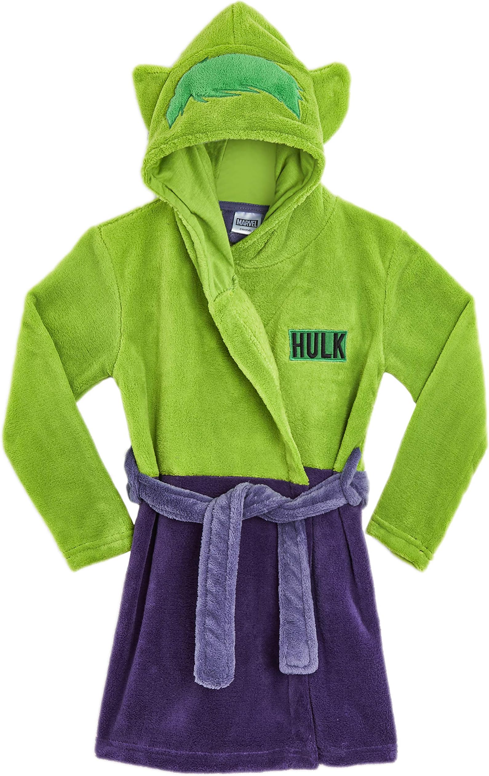 Marvel Superhero Dressing Gown For Boys, Kids Fleece Dressing Gowns with Superhero Hulk Captain America, Super Soft Children Robes, Comics Gifts For Boys Teens (Hulk, 9-10 Years)