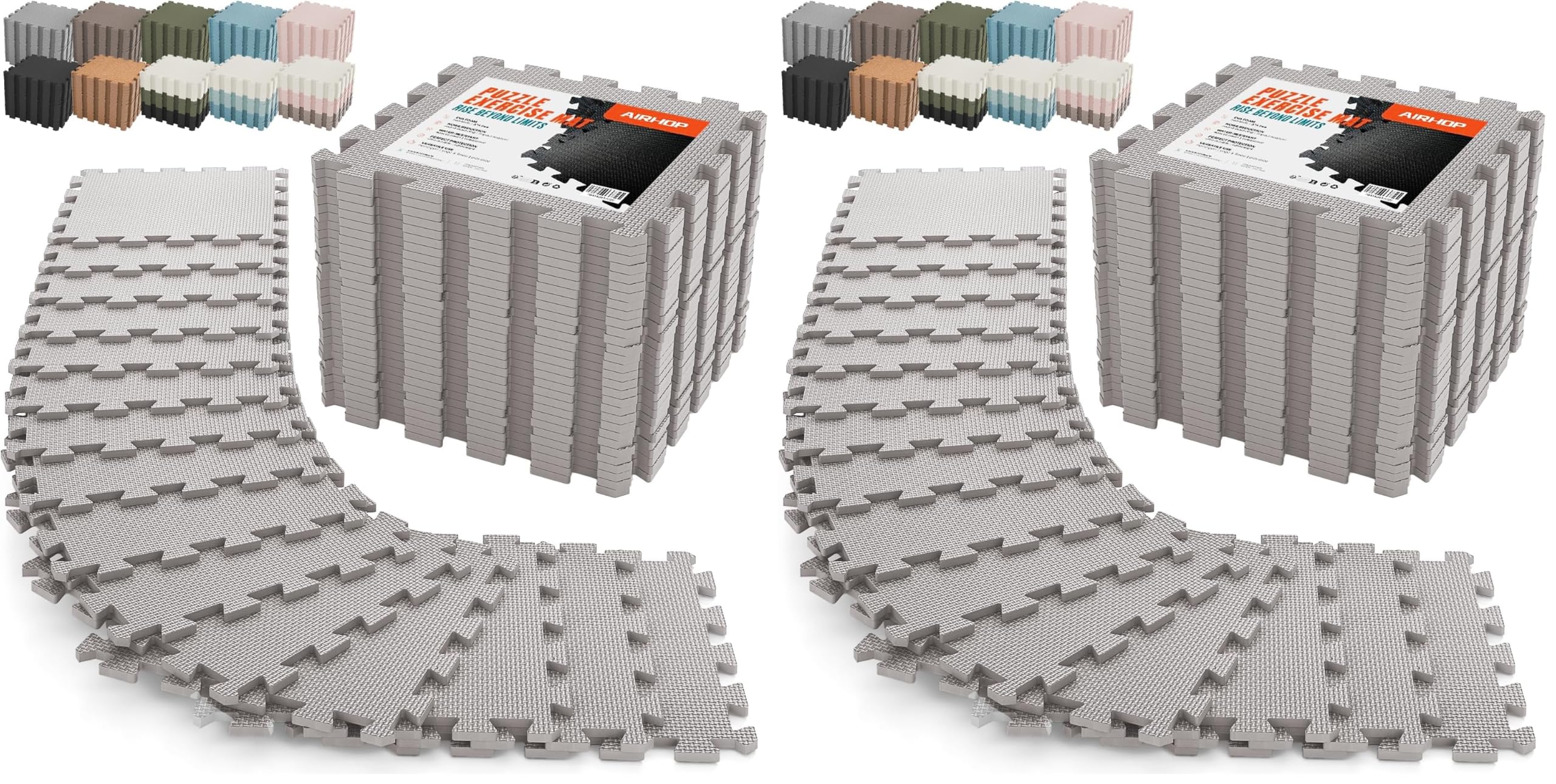 AIRHOP 18 PCS Gym Floor Mat, EVA Foam Puzzle Gym Mat, High-Density Interlocking Foam Floor Tiles for Home Gym, Play Workout Garage Kitchen Flooring 12.6"x12.6"x0.4"