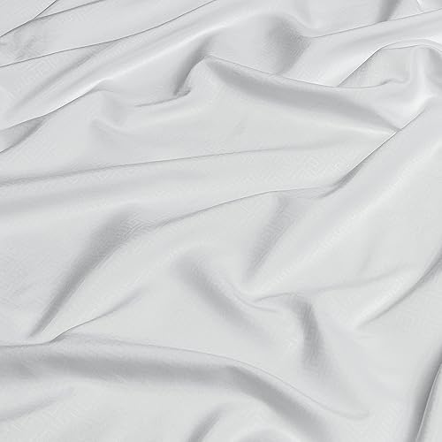 Miniatura 4 de Chanasya Juego de sábanas blancas con relieve de alta calidad para tamaño individual, 3 piezas, patrón de laberinto suave, 1 sábana encimera, 1