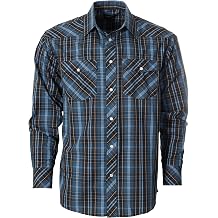 Gioberti Mens Western Plaid Long Sleeve Shirt with Pearl Snap-on