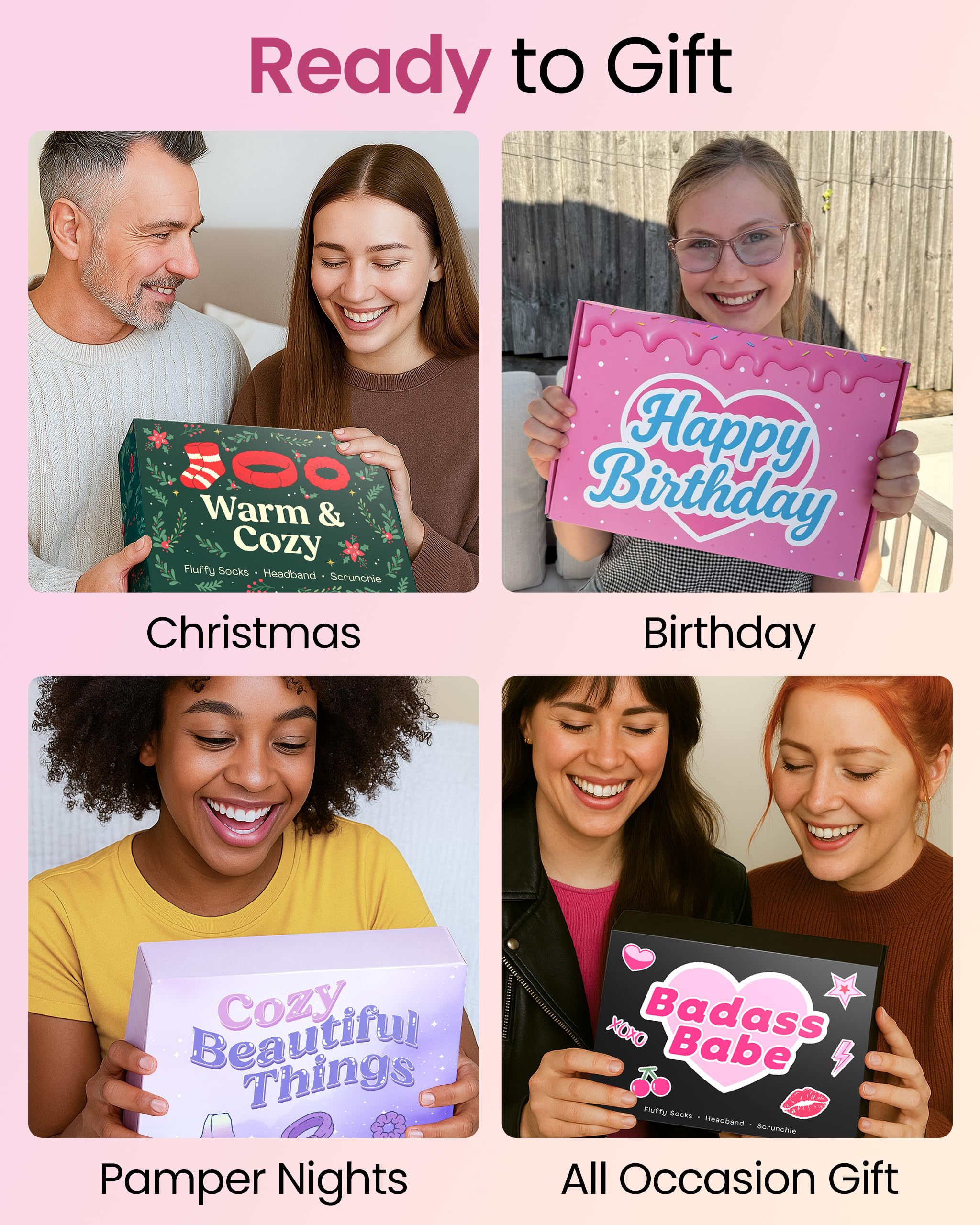 Lily England Cozy Self-Care Gift Set - Teen Girl Gifts Trendy Stuff with Soft Fluffy Socks, Headband & Scrunchie - Gifts, Birthday & Fun Stocking Stuffers for Teen Girls & Tweens