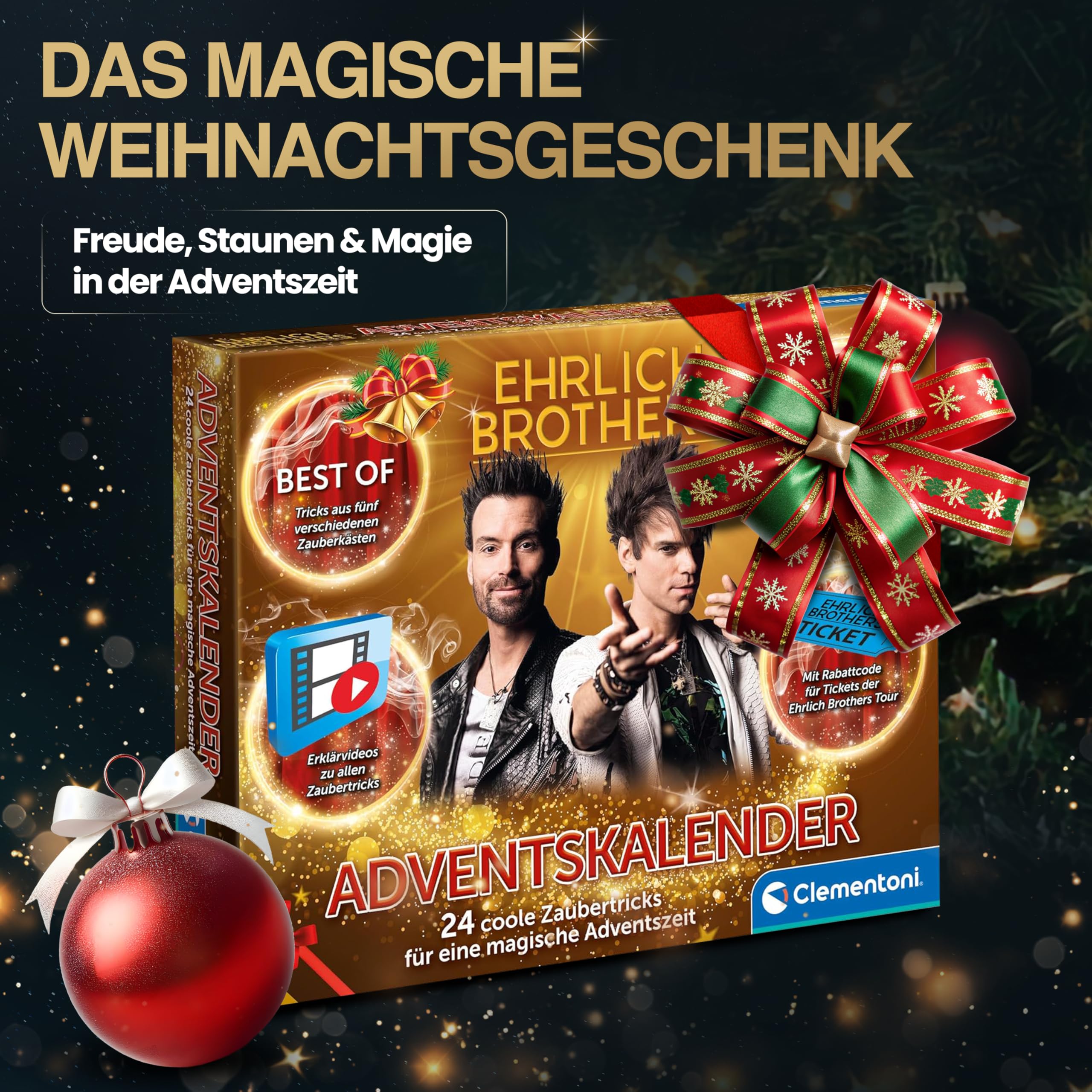 Ehrlich Brothers Adventskalender - Weihnachtskalender der Magie mit 24 Zaubertricks für Kinder ab 7 Jahren von Clementoni 59407