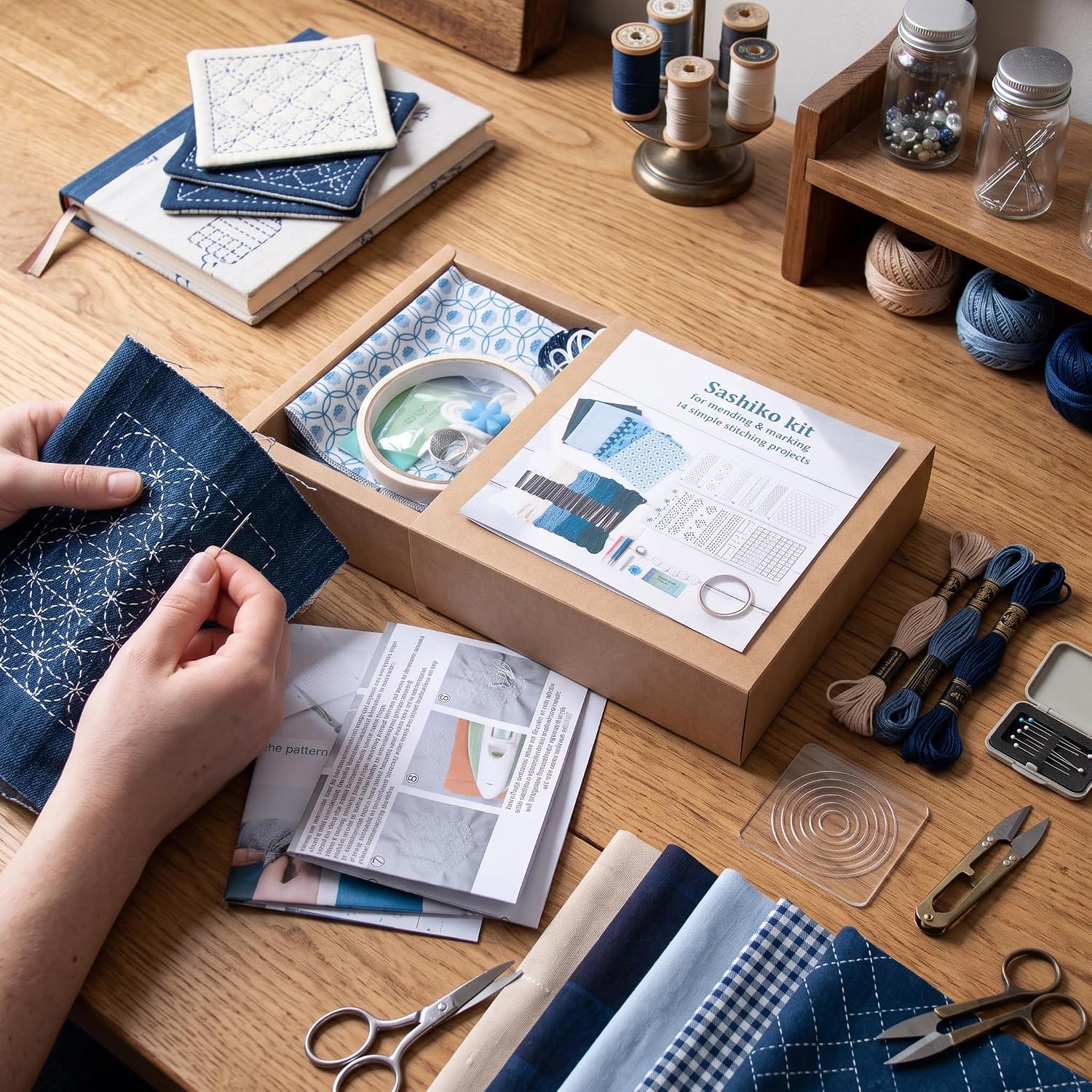 CATNOINU Japanese Sashiko Embroidery Starter Kit for Visible Mending
