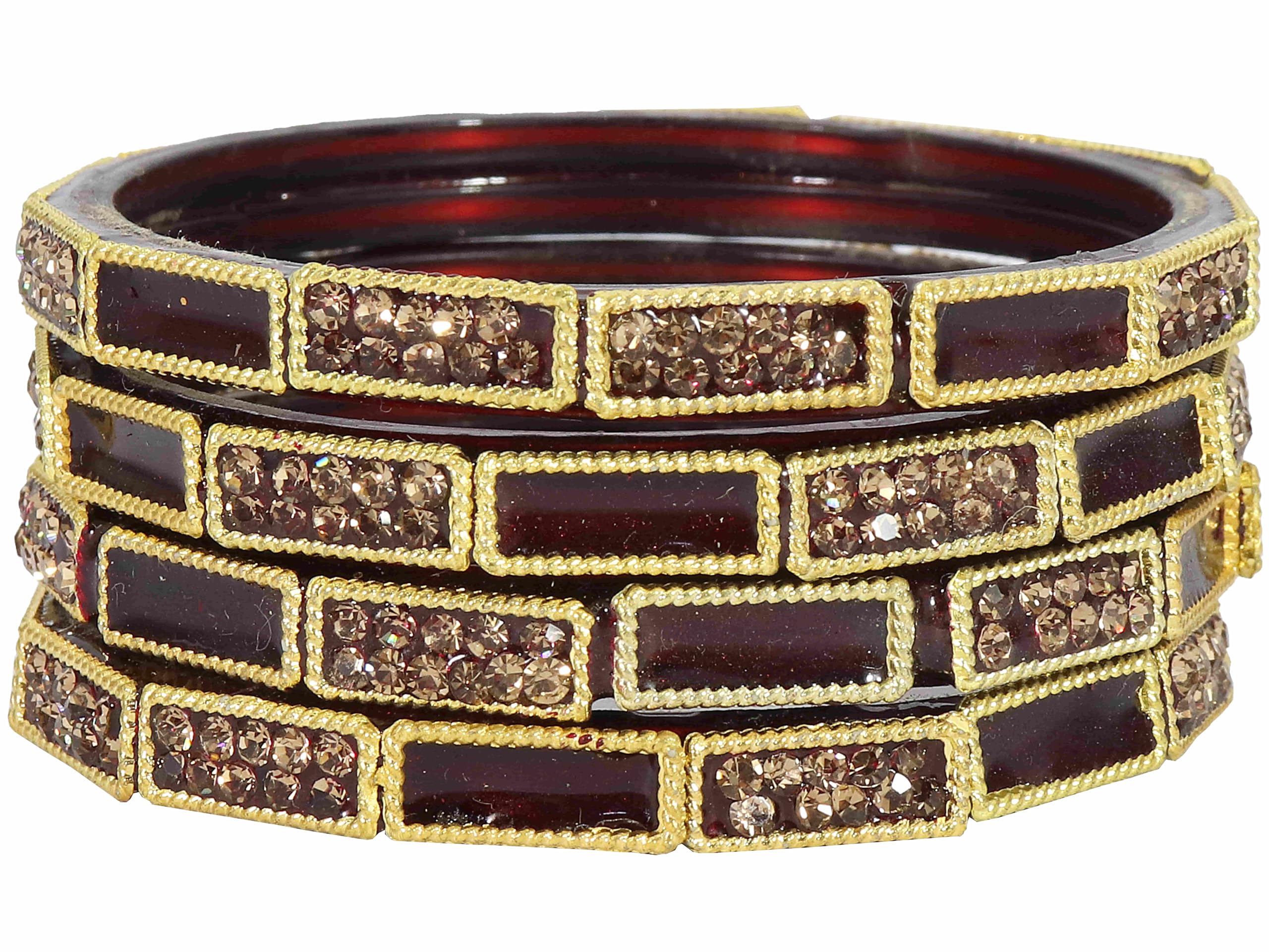 NMII Golden Glass Stone & Beads Studded Stylish Kada Set For Women & Girls | Daily, Office, Wedding Bangles | Maroon bangles for women | Bangles Glass for Women -(F190_Kada-Maroon-2.6) (B0D25PCWTN) Amazon Price History, Amazon Price Tracker