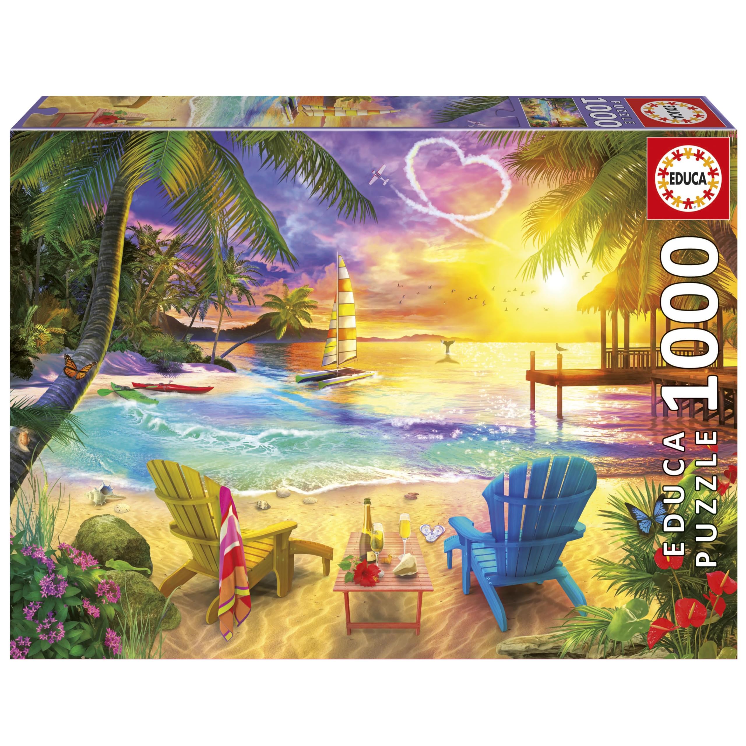 Educa - 1000 Piece Love Beach Jigsaw Puzzle for Adults | Romantic Coastal Landscape Theme Relaxation Gift | Ages 14+ (20255)