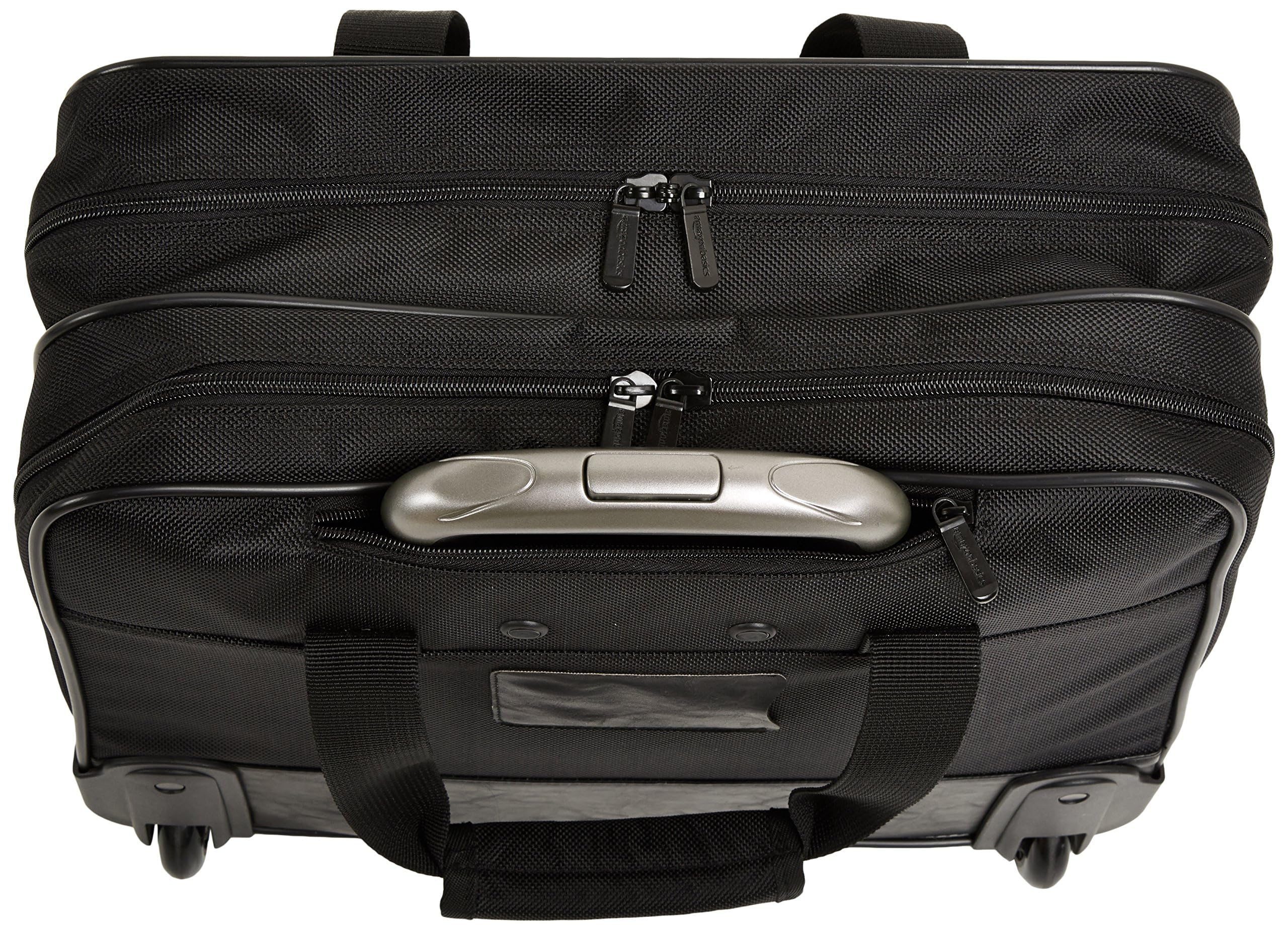 Amazon Basics Sacoche à roulettes pour Ordinateur Portable - avec roulement Rapide et Poche Avant Facile d’accès - Compatible avec Ordinateurs Portables de 15,6 Pouces (39,6 cm), Noir