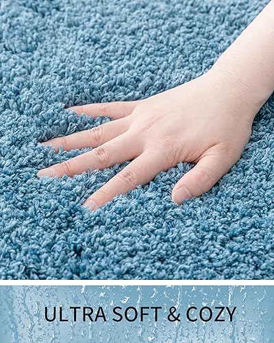 Miniatura 7 de Alfombras de baño de 17 x 24 pulgadas, ultra gruesas, peludas, suaves, absorbentes, de látex de espuma de alta densidad, parte trasera