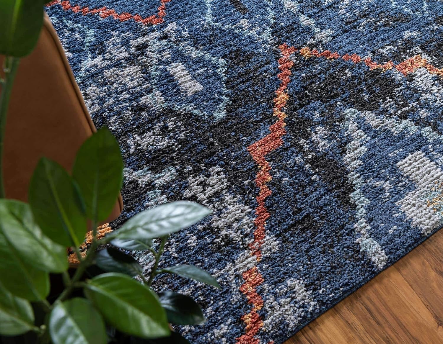 Unique Loom Morocco Collection Tribal, Southwestern, Bohemian Area Rug (5' 0 x 8' 0 Rectangular, Navy Blue/Gray)