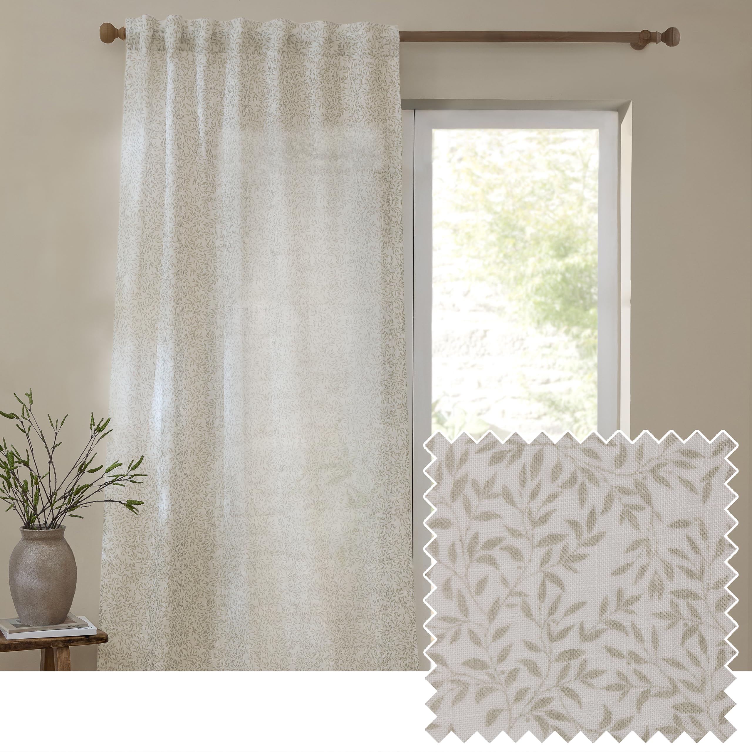 Yard Perrie Leaf Curtain Panel 290cm Cream