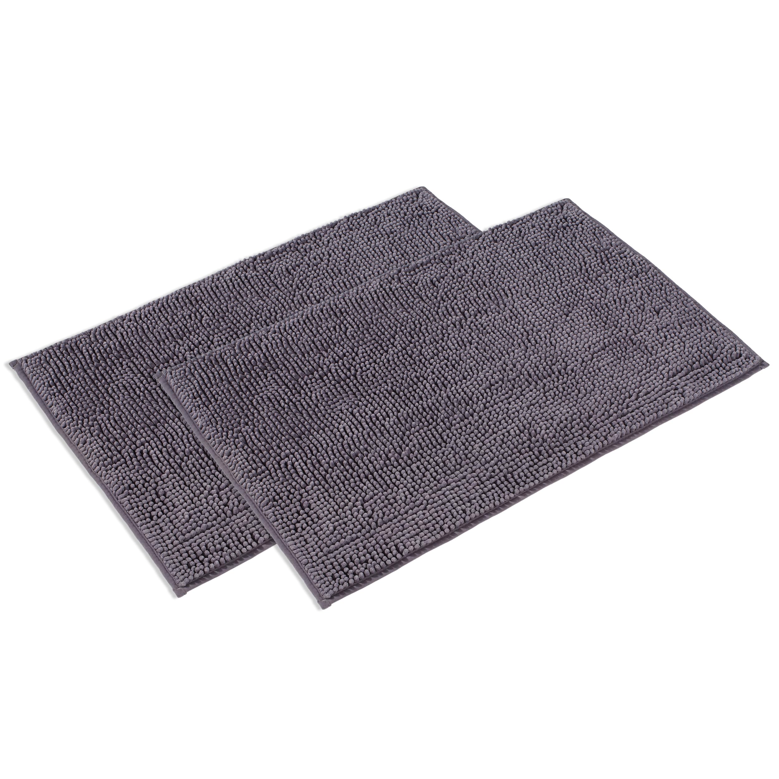WohnDirect Juego de 2 alfombrillas de baño, color gris, 70 x 120 cm, antideslizantes y lavables, alfombrillas de baño, alfombrilla de baño
