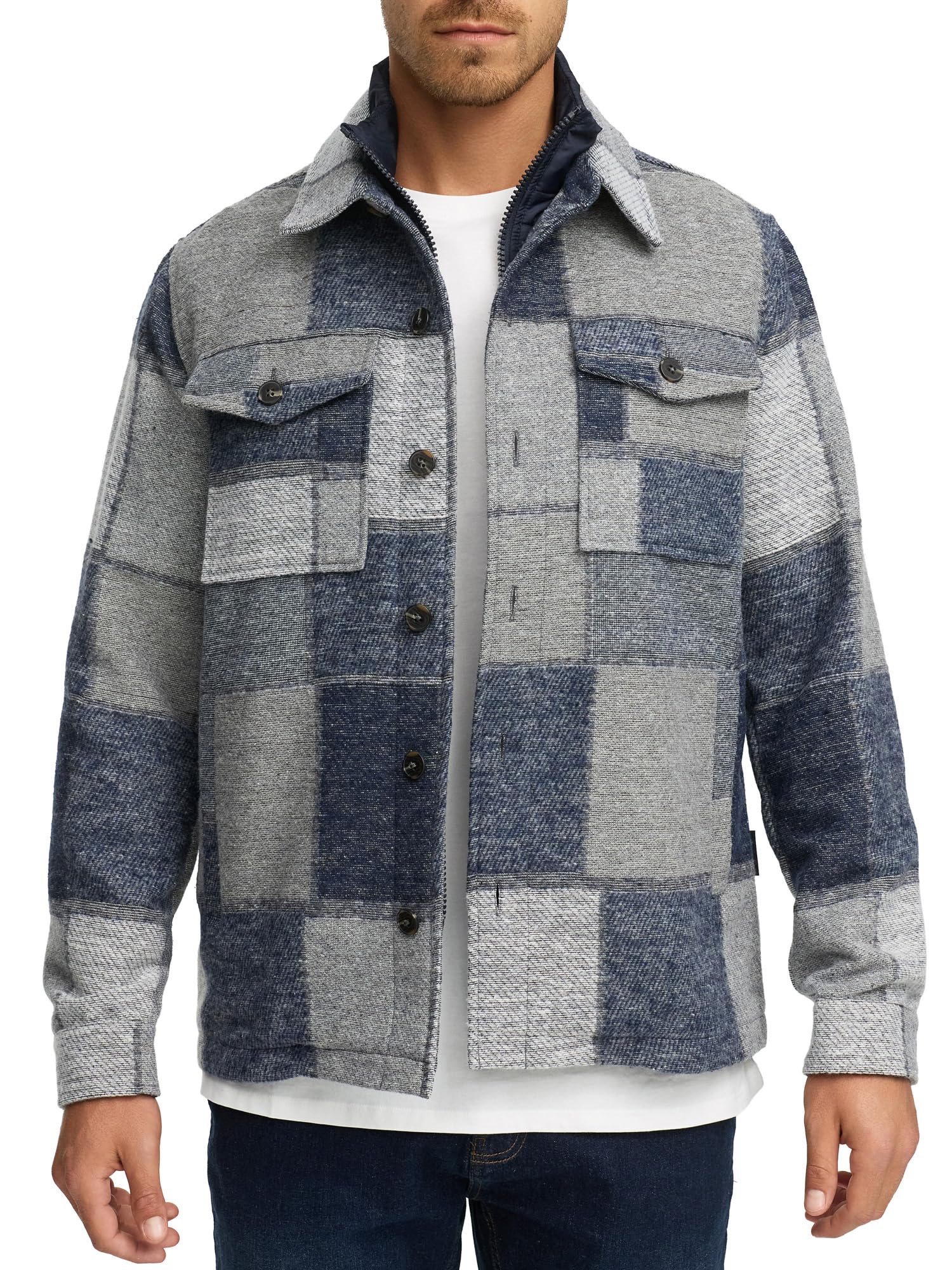Indicode Chaqueta de leñador a cuadros INDjango para hombre | Chaqueta de entretiempo con forro extraíble para hombres