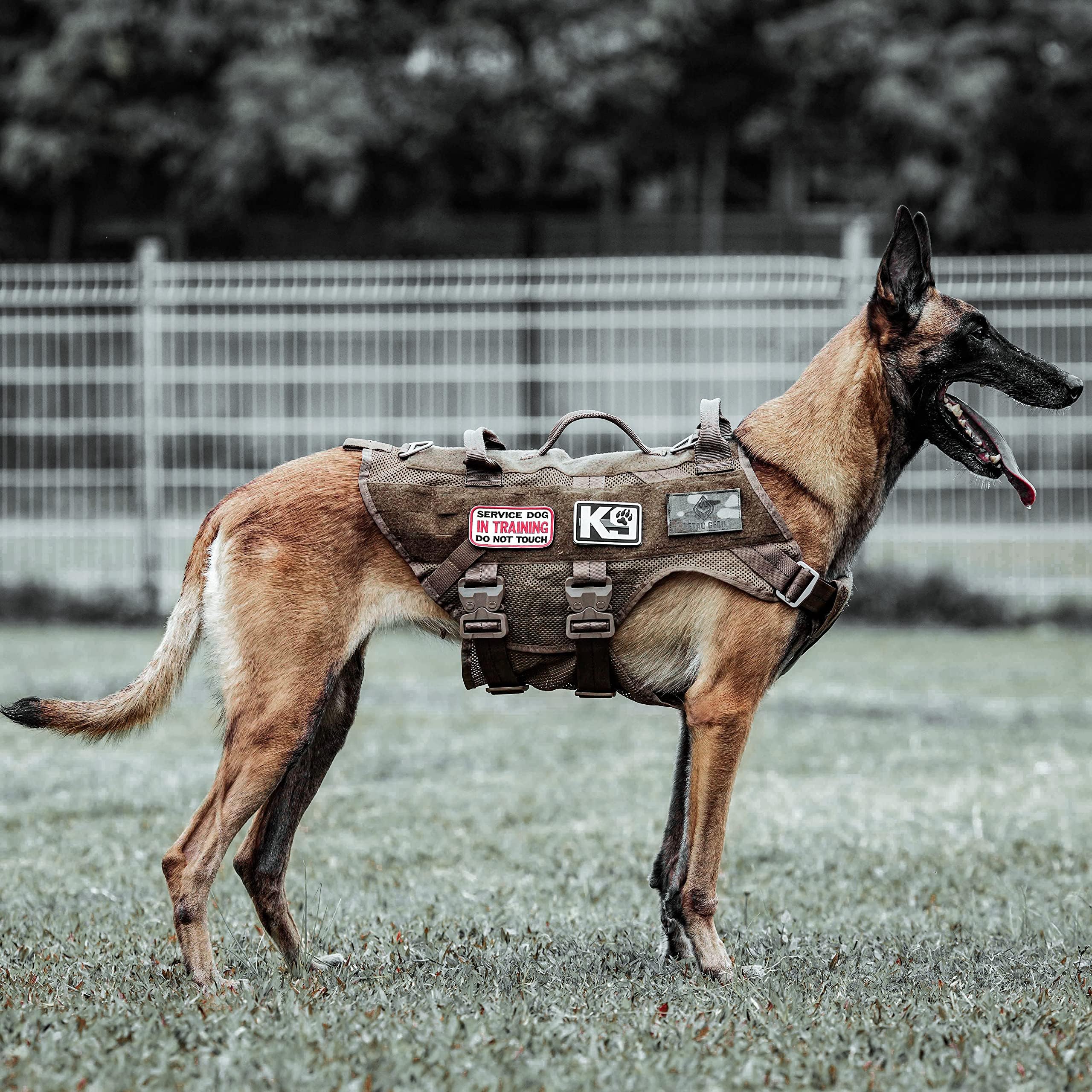 PETAC GEAR Tactical Dog Harness, Working Dog Vest Military Dog Training Harness Police Service Dog Vest with Handle, Molle Panel, Breathable Mesh (Coyote Brown, XL)