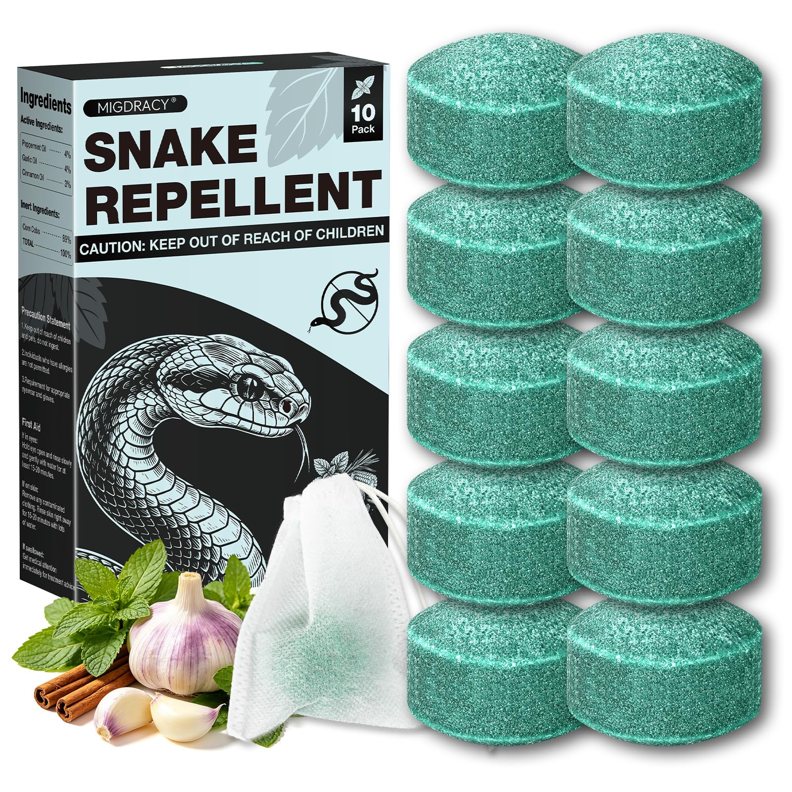 10 Pack Snake Repellent Balls, Outdoor Snakes Repellent for Yard, Peppermint Oil to Repel Snakes, Keep Snake Away from Lawn, Home, Garden, and Vehicle, Indoor and Outdoor Use