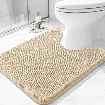 Arotive Chenille Bathroom Rugs and Bathroom Toilet Rugs U Shaped, Beige, 30 x 20 + 24 x 20 U, 2 Item Bundle