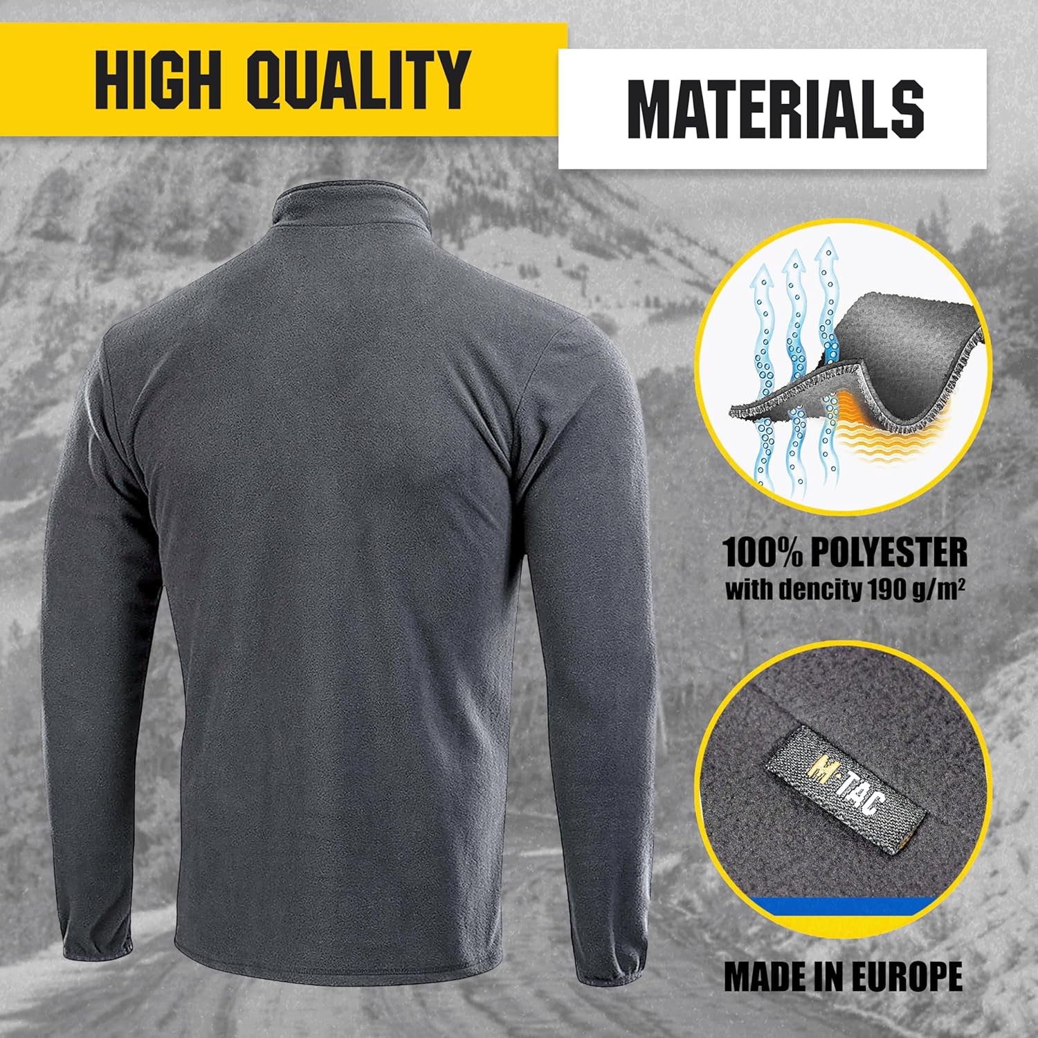 M-Tac Men’s Fleece Quarter Zip Pullover – Tactical Thermal Long Sleeve Sweater with High Mock Neck for Outdoor Work - Image 7