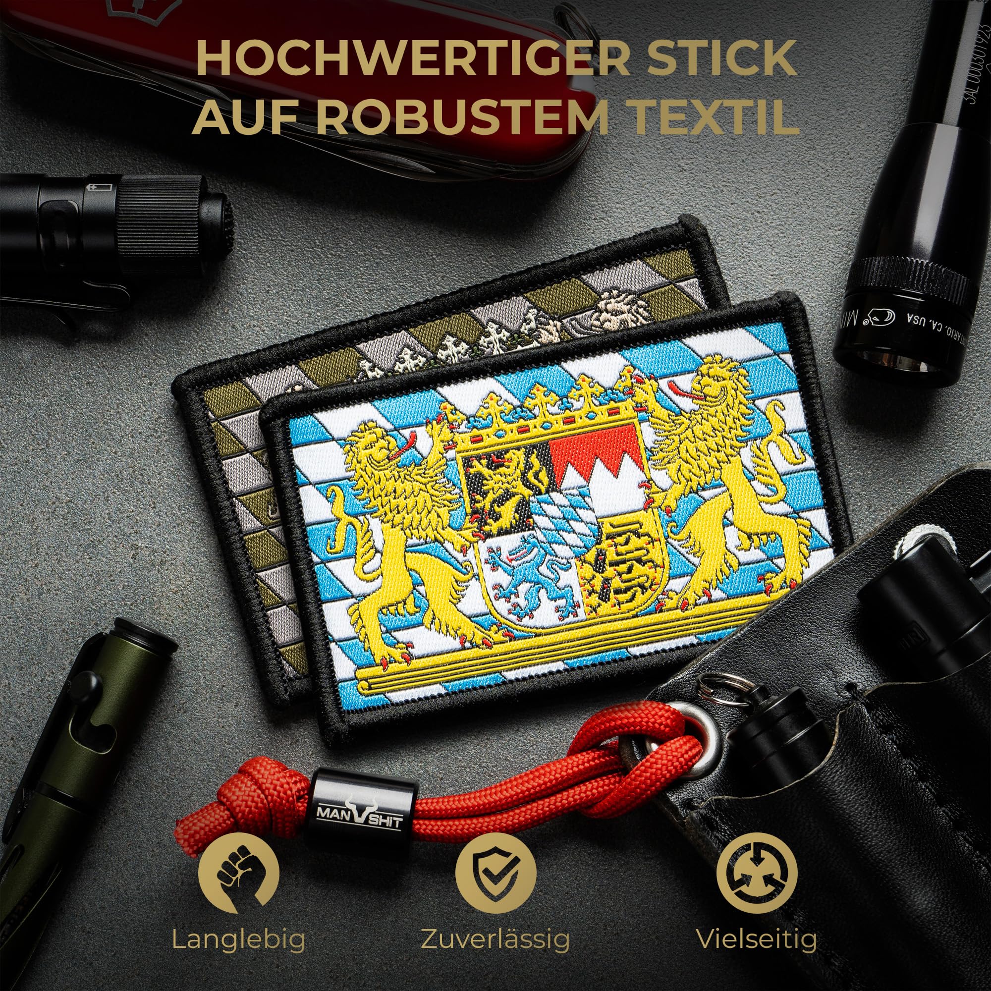 ALPENWOLF Bayern Patch Set – 2er Set Klassisch & Taktisch – 8×5 cm Gewebter Klett Aufnäher mit Bayernwappen – Für Rucksack, Cap, EDC Gear & Patch-Sammlung - 3