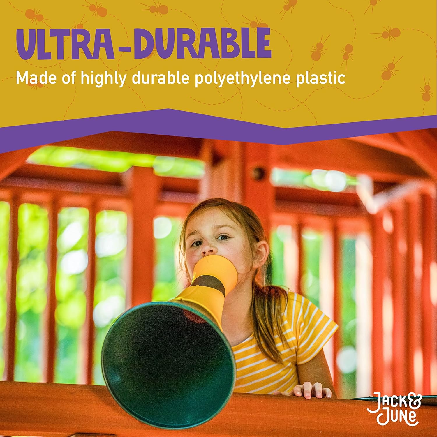 Jack and June Green Megaphone for Outdoor Playsets, Wooden Jungle Gyms, and Residential Playgrounds