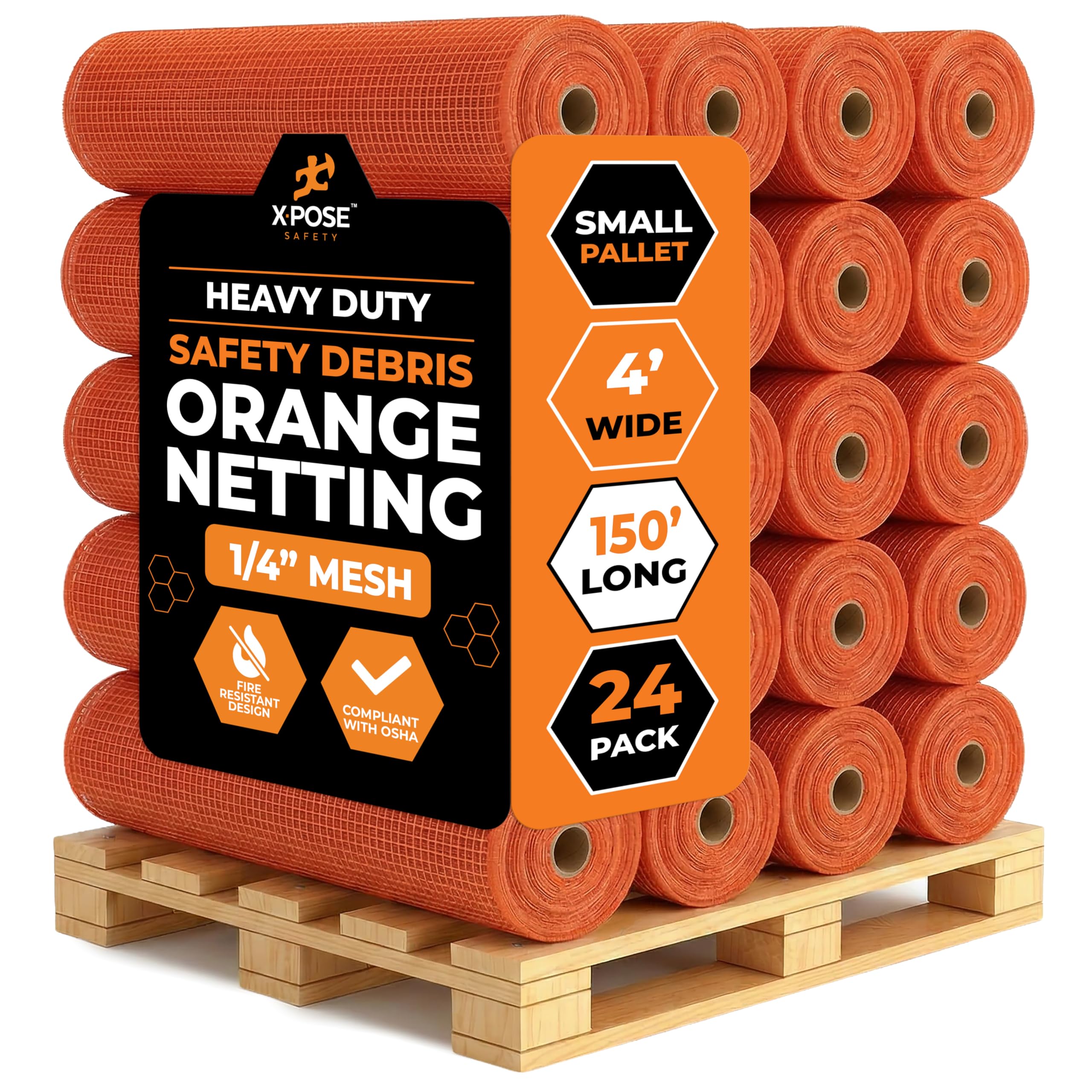 Xpose Safety Construction Safety Netting – 4' x 150', 1/4" Mesh Scaffold