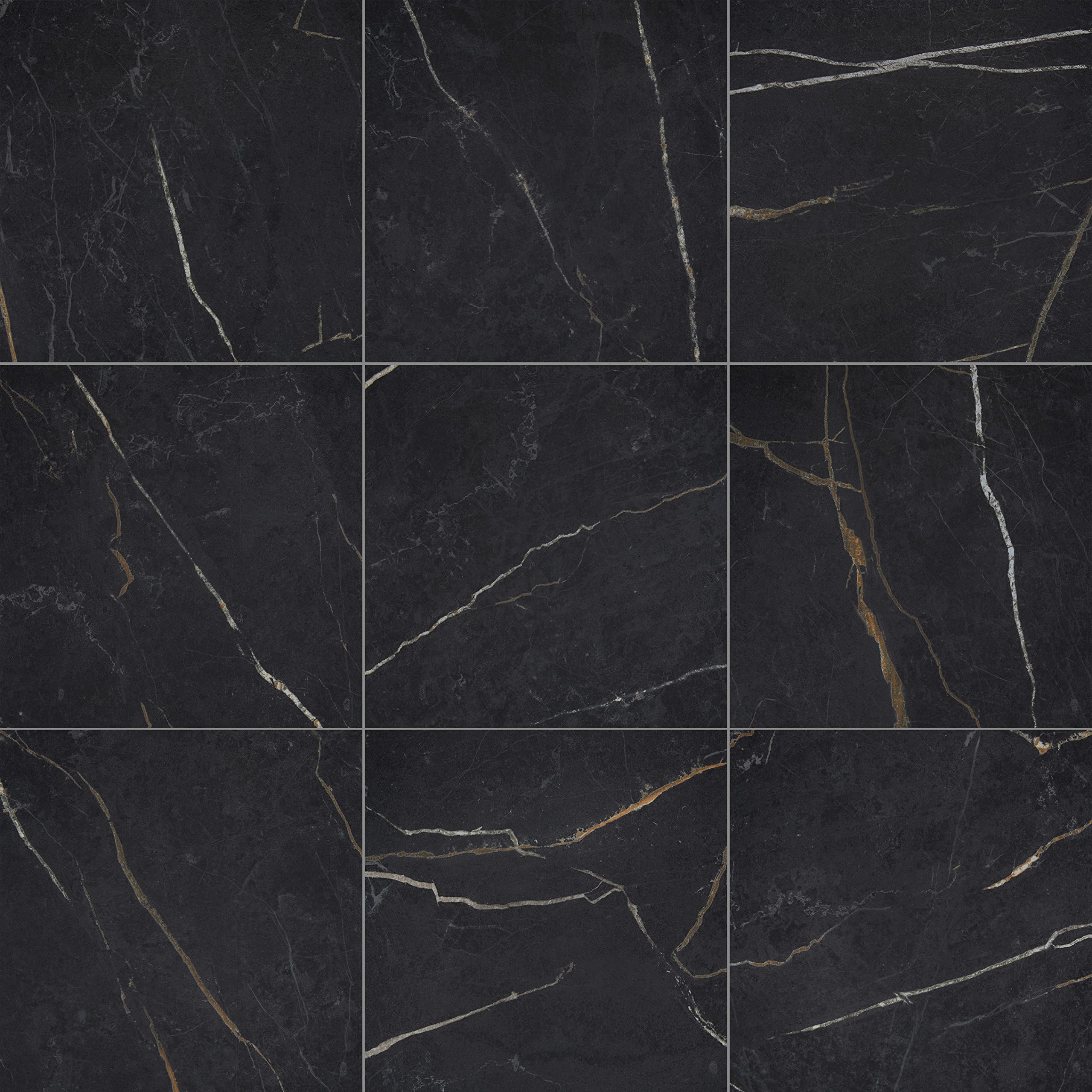 Daltile Perpetuo 12x12 Marble Look Porcelain Floor Tile in Matte Infinite Black