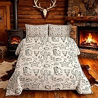 Vista 63 de Juego de edredón para niños, diseño de calavera de vaca, tamaño King, ropa de cama de madera de vaca para niños, niñas y hombres, decoración