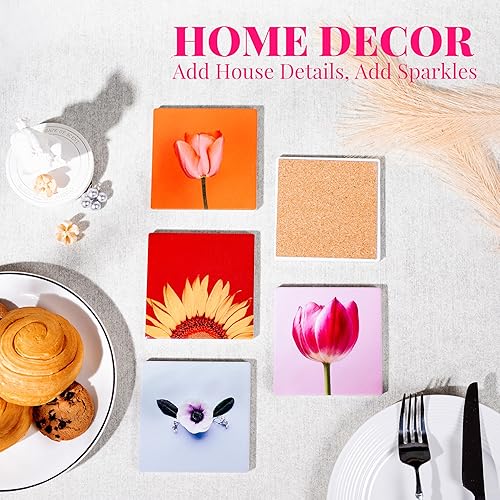 Miniatura 6 de Juego de 5 posavasos estéticos para bebidas, posavasos de cerámica absorbentes con soporte y parte inferior de corcho para decoración de mesa