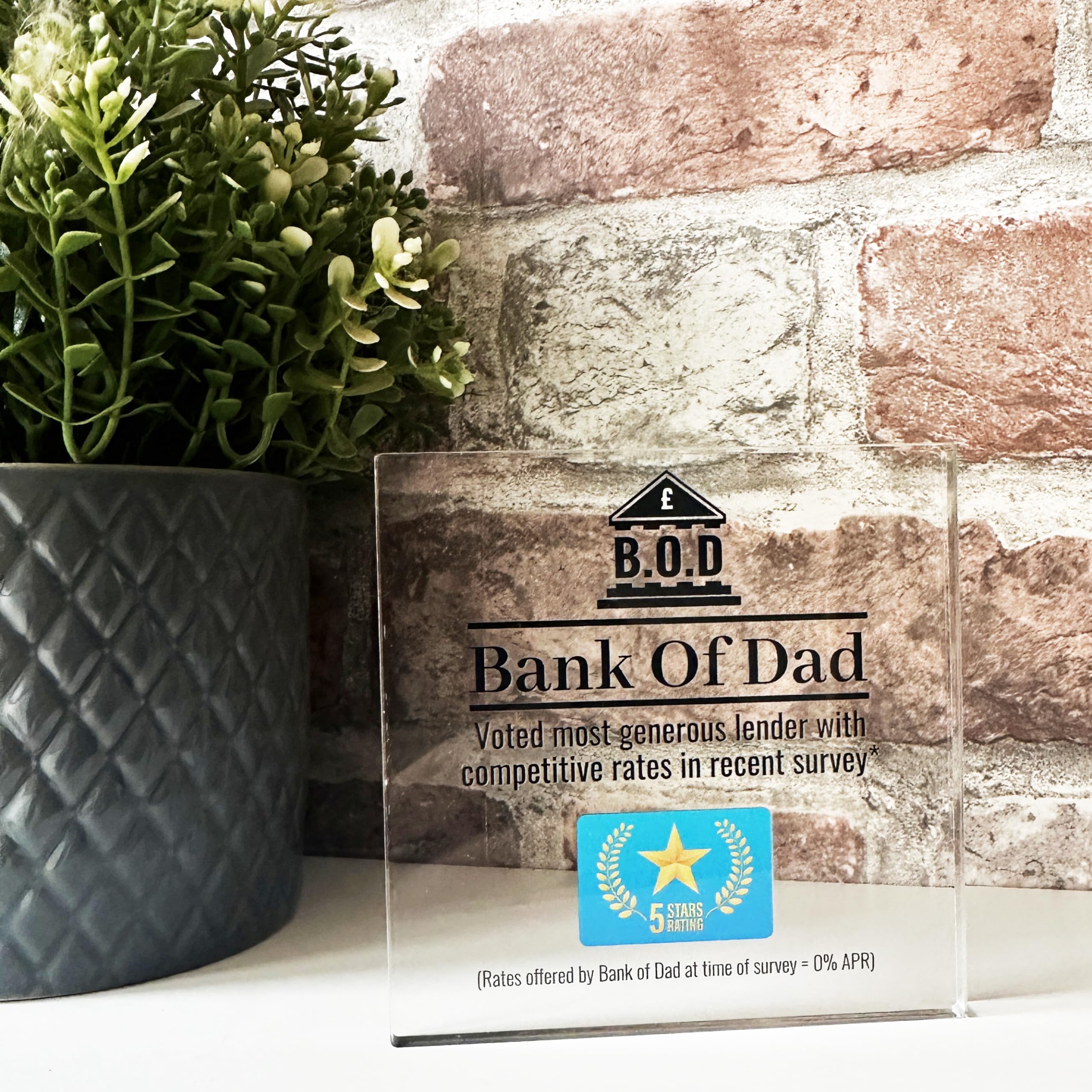 Targa In Acrilico Per Festa Del Papà, Regalo Divertente 'Bank Of Dad', 12x15 Cm, Premio Umoristico Per Papà