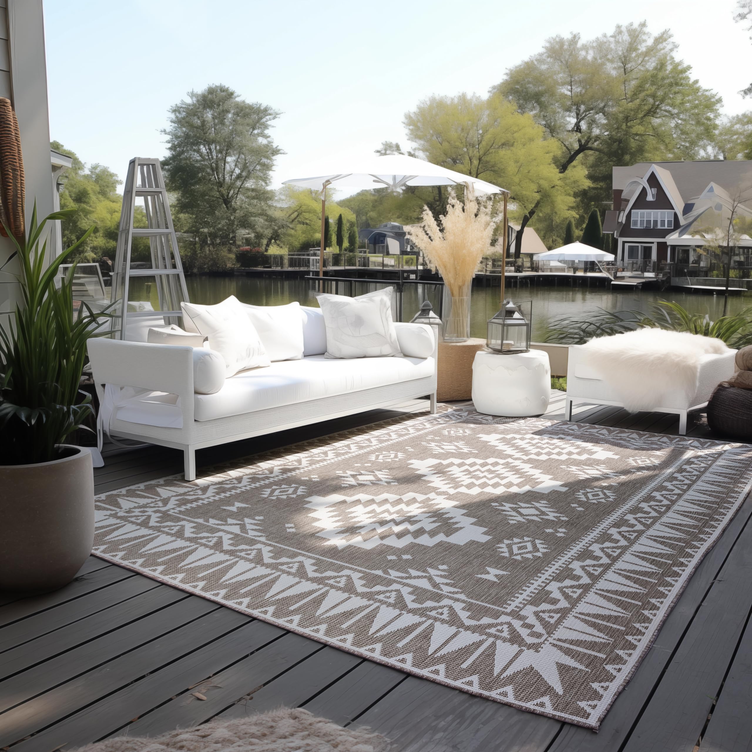 THE RUGS Dynamic Reversible Indoor & Outdoor Rug Polypropylene Oriental Rug in Beige | Size: 160cm x 230cm