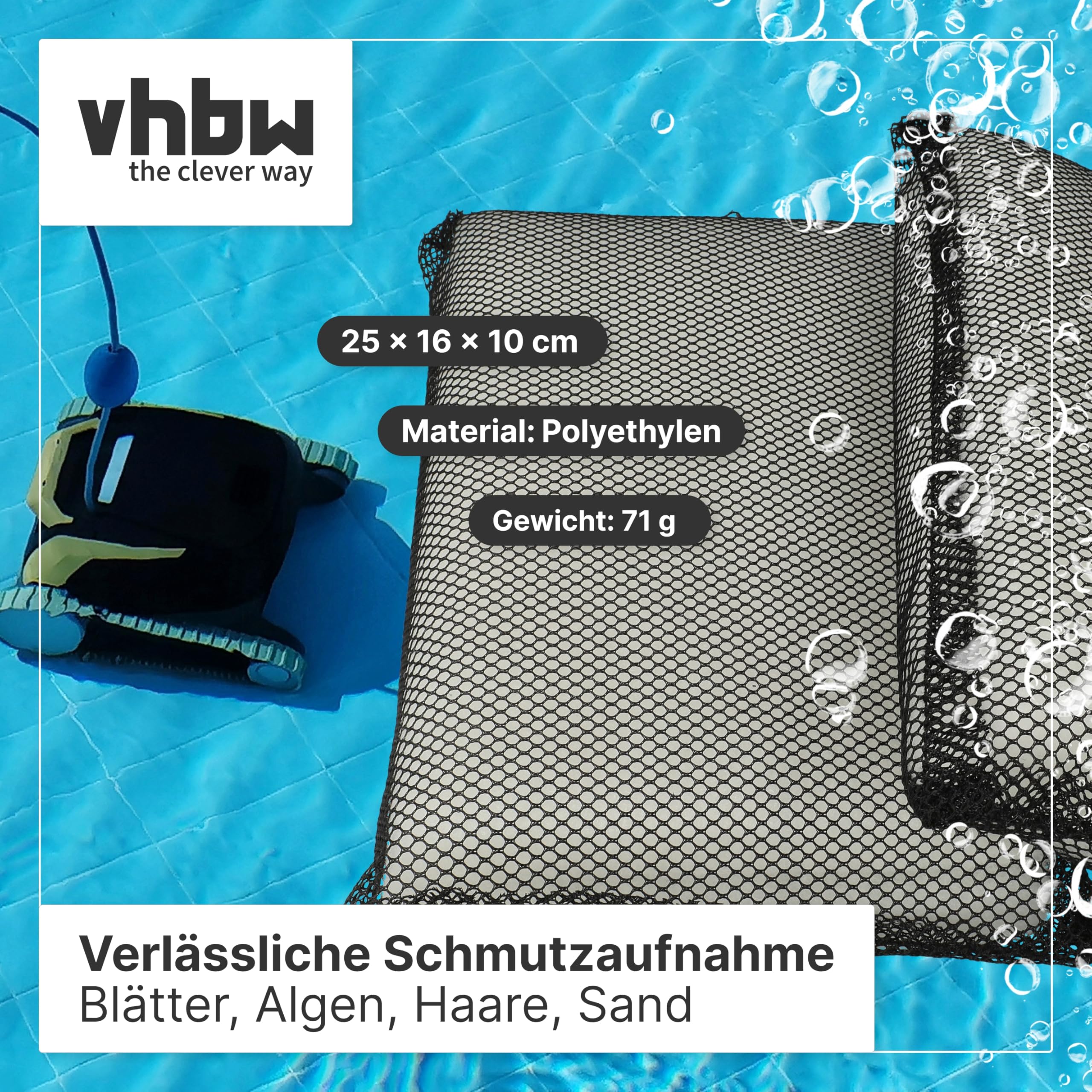 vhbw 4 x filtr kompatybilny z Meranus Power 4.1, 4 odkurzacz do basenów, robot basenowy - filtr drobnoogniwowy, 25 x 16 x 4 cm
