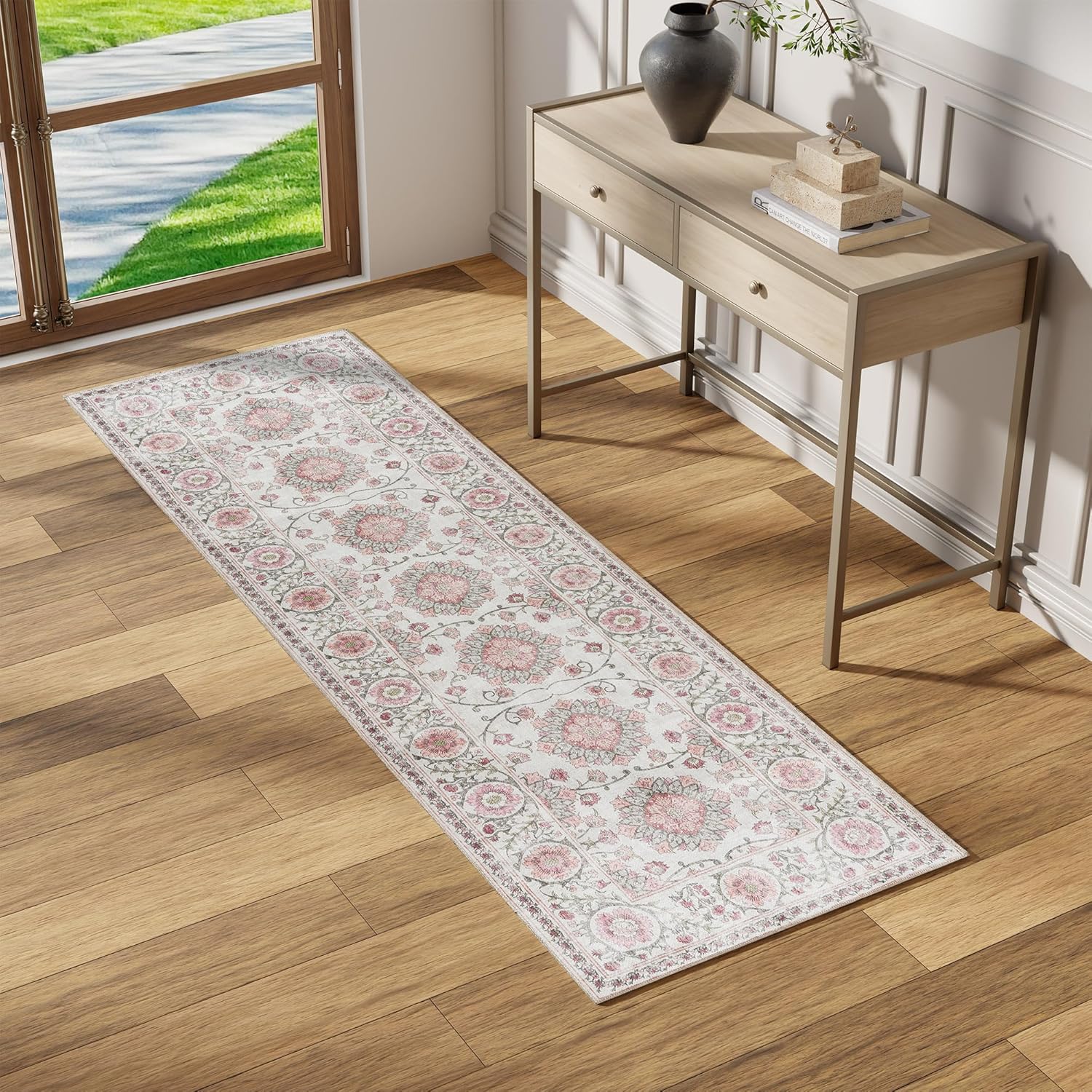 Gertmenian Machine Washable Indoor Area Rug - 2x8 Runner, Easy Cleaning & Non-Shedding, Ideal for High Traffic Areas in Living Room, Bedroom, Entryway, Moroccan, Maren Ivory, 29345