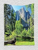Vista 43 de Ambesonne Tapiz de cornamentas, cervatillo de ciervo de cola blanca en el desierto en el campo, tema de caza rural, colgante de pared