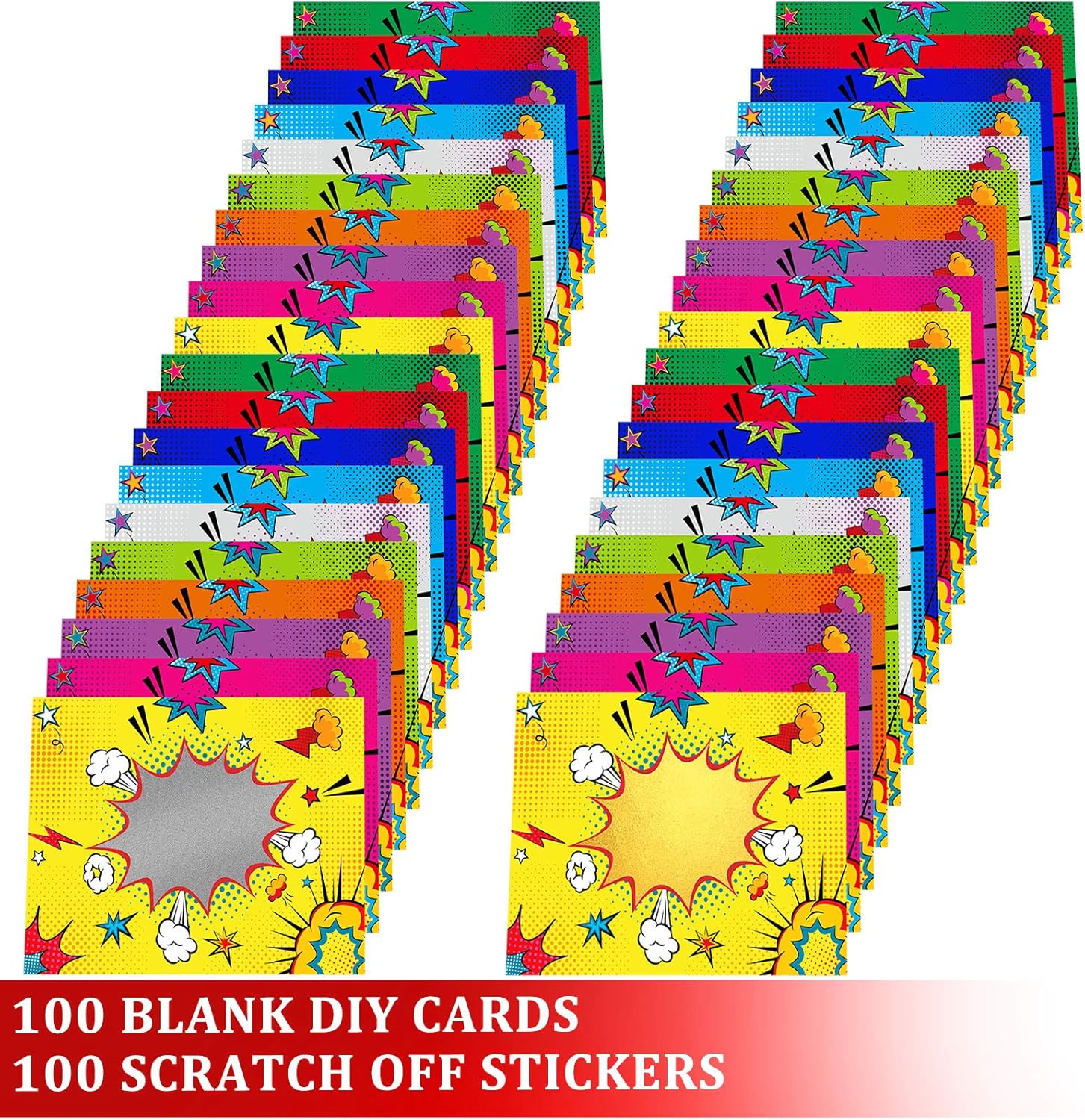 100 Pieces Scratch Off Cards Off Card Prizes Blank Scratch Cards for Kids Students, Classroom Teacher Supplies Holiday : Office Products