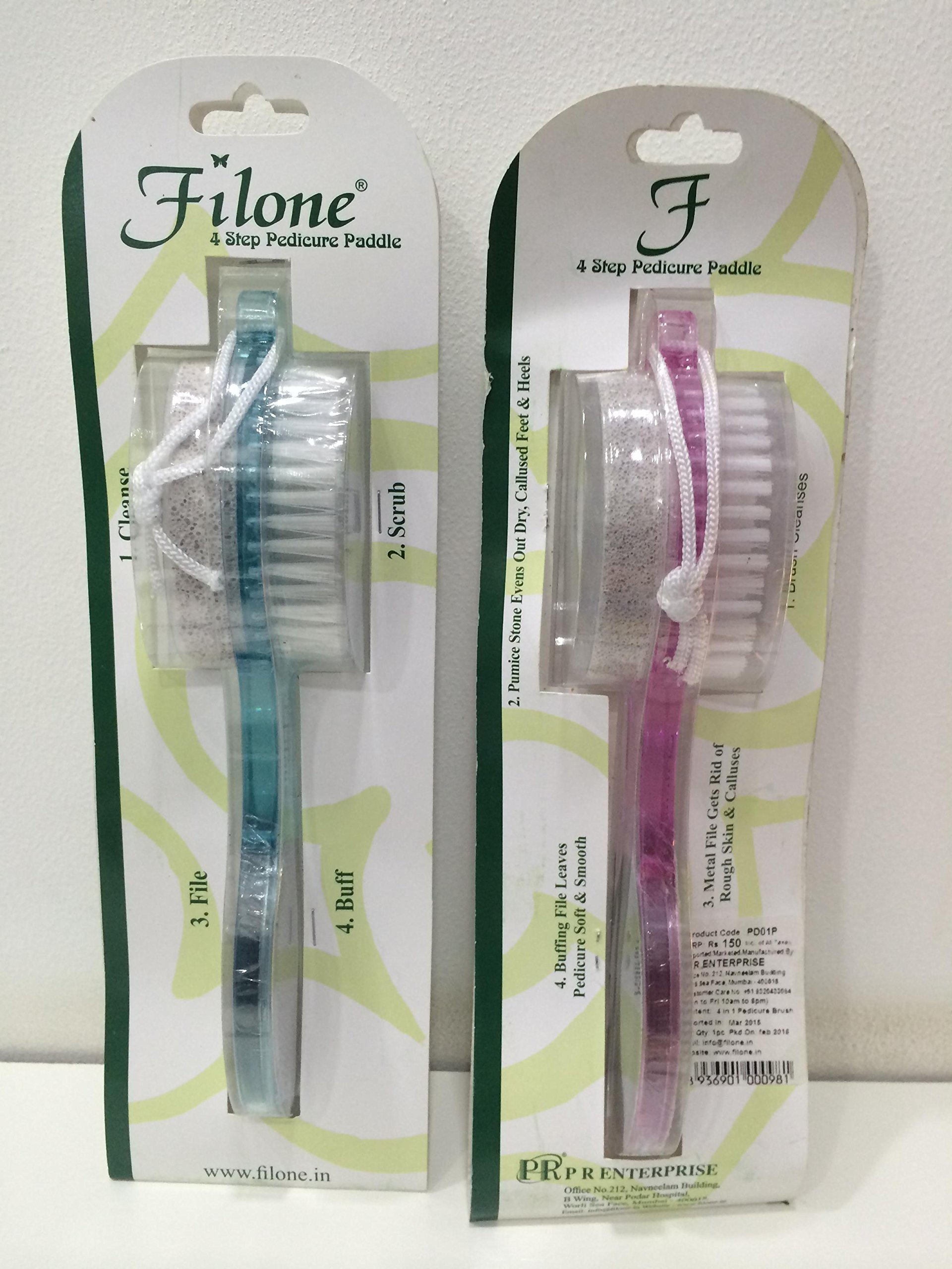 Filone 4 In 1 Foot File With Pedicure Brush, Pink, 7.5cm