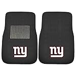 FANMATS 10741 NFL - New York Giants 2-pc Embroidered Car Mat Set | Black | 17x25.5 | NY Primary Logo