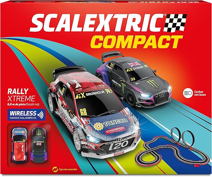 Scalextric Compact Rally Xtreme: Circuito de Carreras con Loops y Mandos Inalámbricos