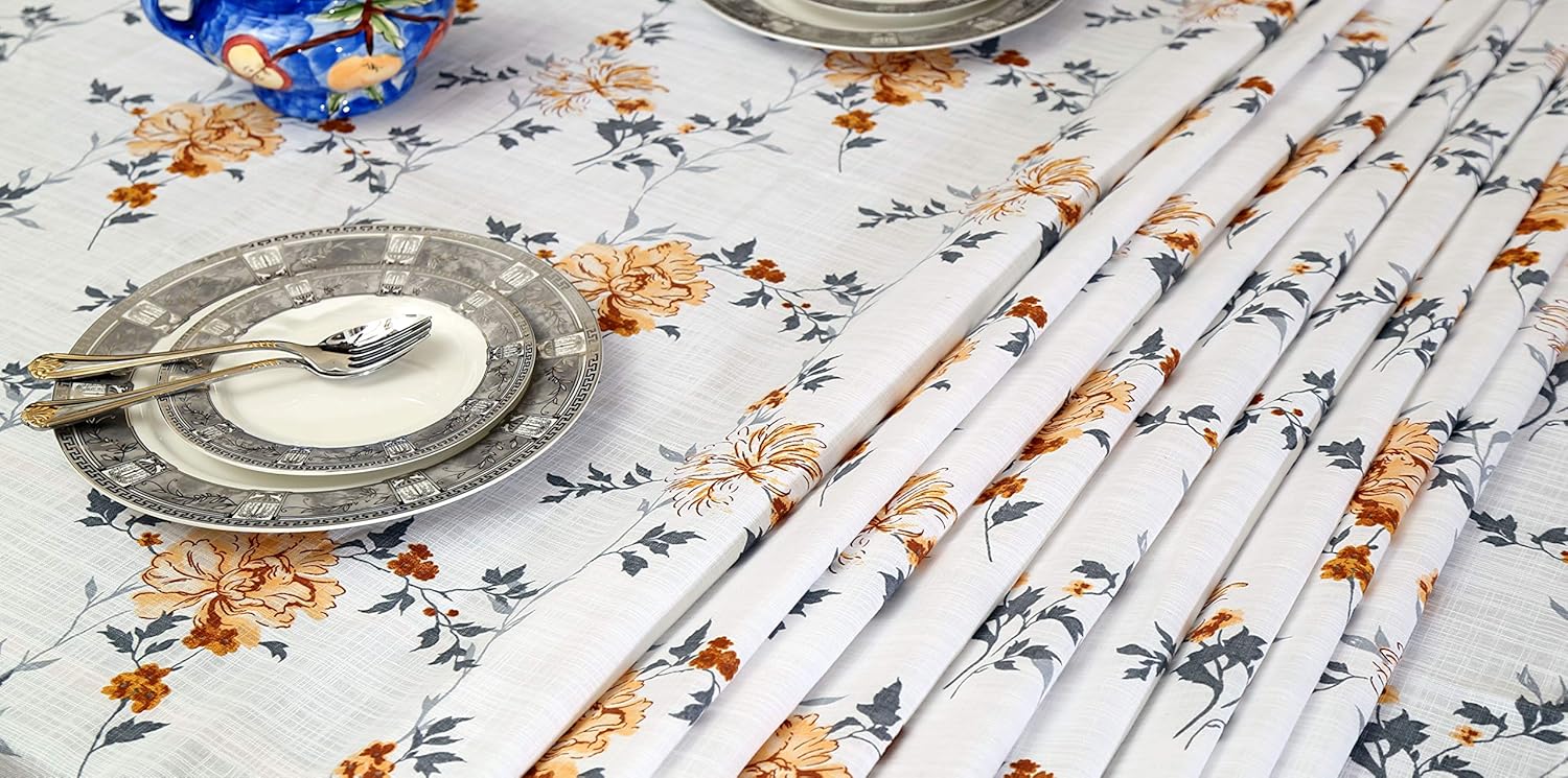 Ruvanti Table Cloth 70" Round 4-6 Seats, Premium Quality 100% Cotton Round Tablecloth, Washable,Reusable Table Cloths,Multi Color Flower Design for Buffet Table,Parties,Holiday Dinner,Wedding & More.: Kitchen & Dining
