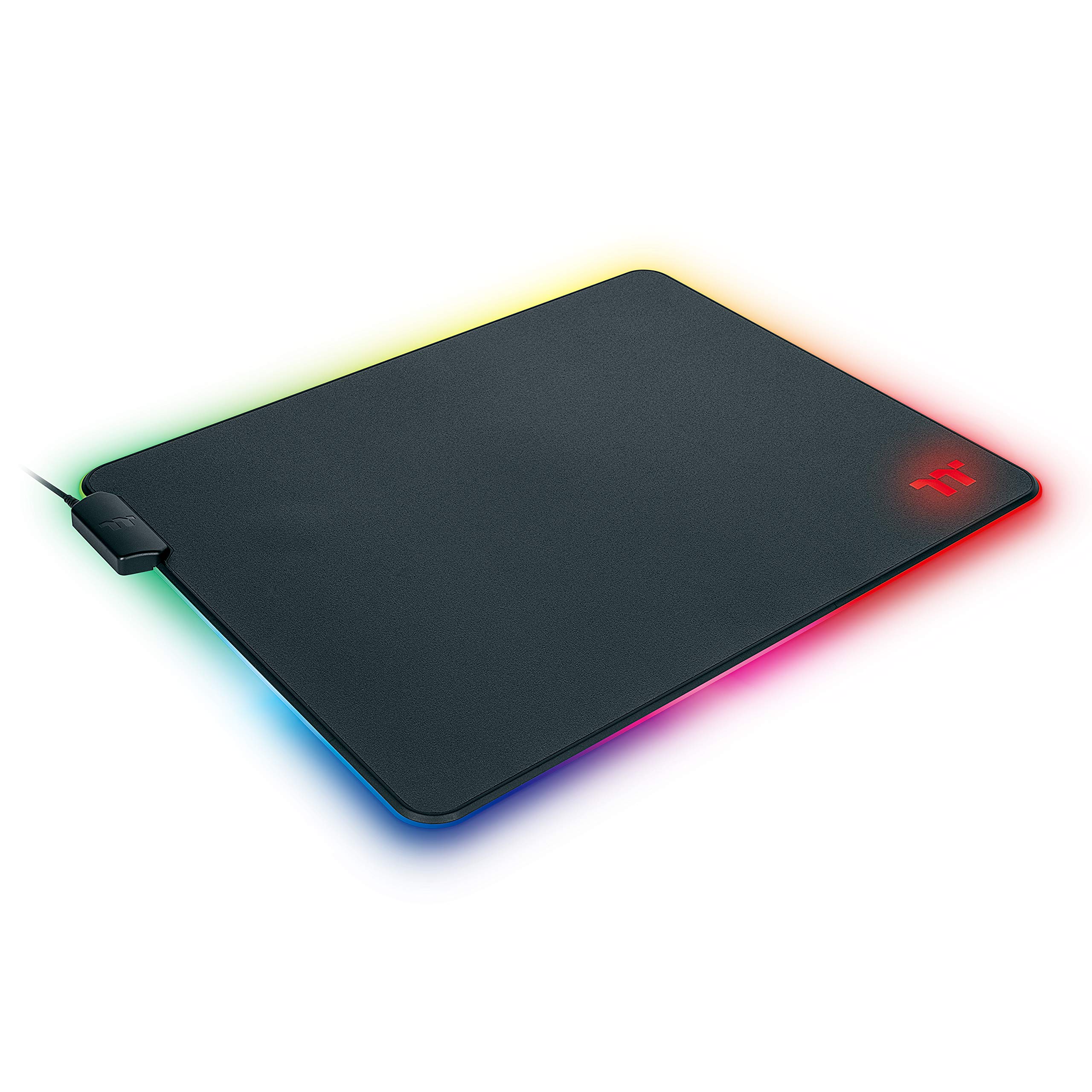 ThermaltakeLevel 20 RGB 16.8 Million RGB Color Software Enabled (TT RGB Plus/iTake/Alexa/Razer Chroma) Splash-Proof/Anti-Slip Rubber Base 370mm x 290mm Gaming Mouse Pad GMP-LVT-RGBHMS-01, Small