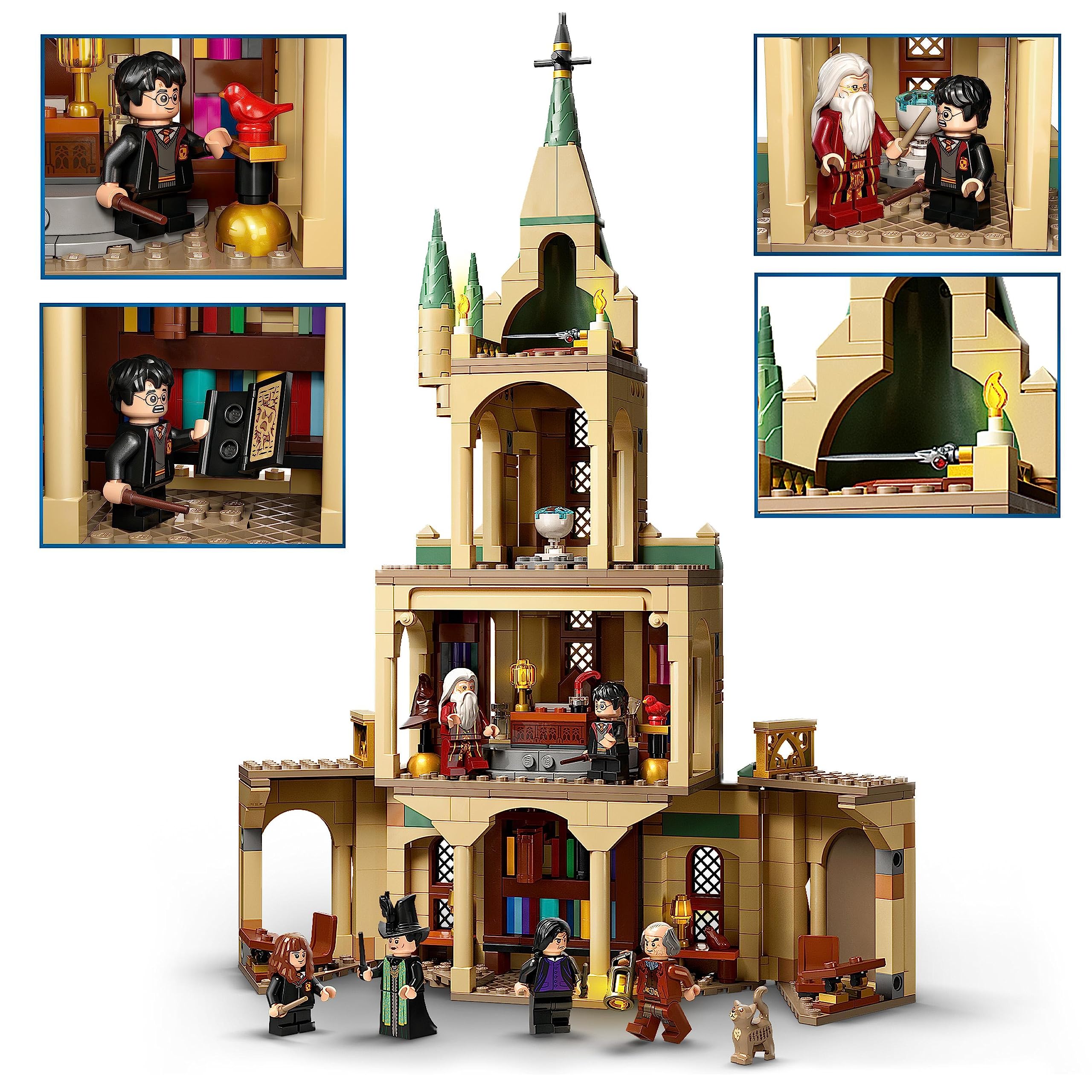 LEGO Harry Potter Komnata Dumbledore’a w Hogwarcie, Zabawka Konstrukcyjna dla 8-latka, Zamek dla Dzieci z Tiarą Przydziału i 6 Minifigurkami, Prezent dla Chłopca i Dziewczynki, 76402