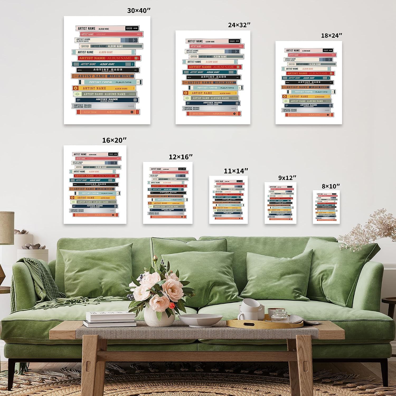 Poster Master Personalized CD Stack Print, Customized Music Poster and Canvas, Song Collection Art, Gift for Family, Loved Ones, Friends, Available in 8x10 to 30x40