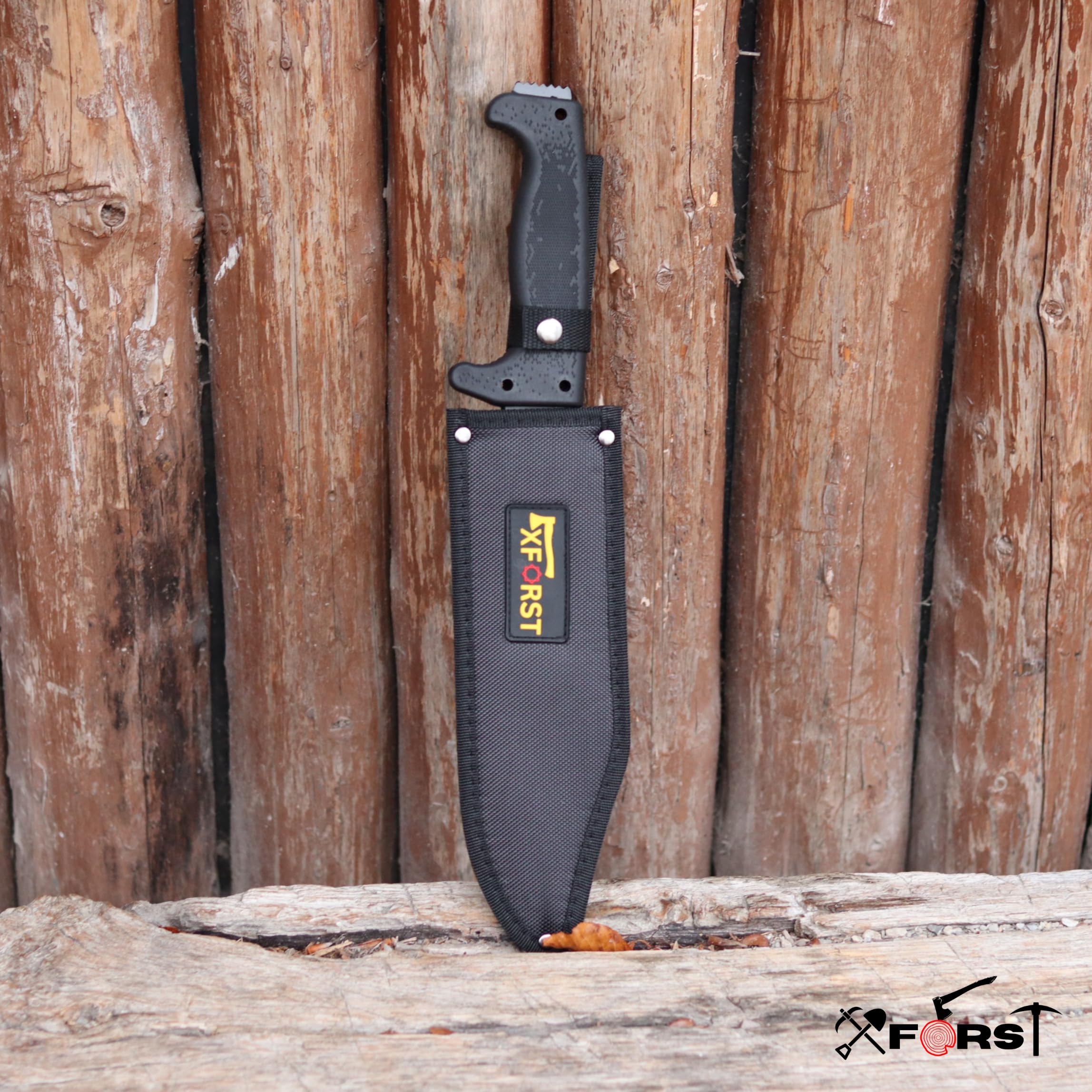 Xforst Coltello da Sopravvivenza Outdoor di Alta Qualità, Machete da Giardino Lunghezza totale: 38 cm, manico in plastica e fodero in tessuto Oxford.
