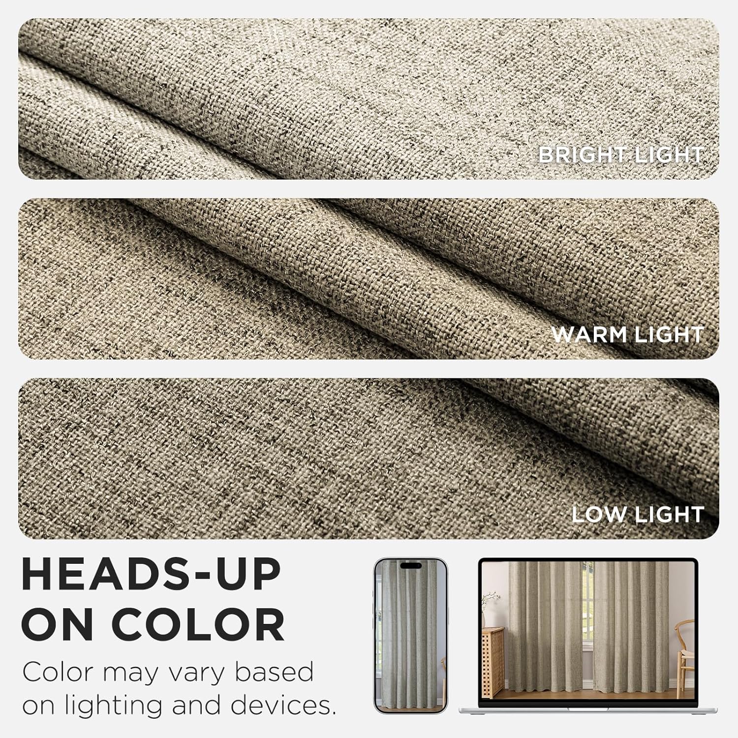 Joydeco Linen Curtains 72 Inch Length, Light Filtering Privacy Curtains for Living Room and Bedroom, Farmhouse Style, Back Tab and Rod Pocket, 42 x 72 Inches, 2 Panels