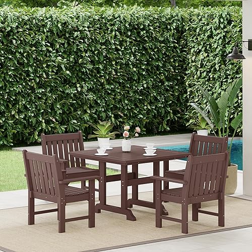Costaelm Patio Dining Set for 5, Outdoor Square Dining Table